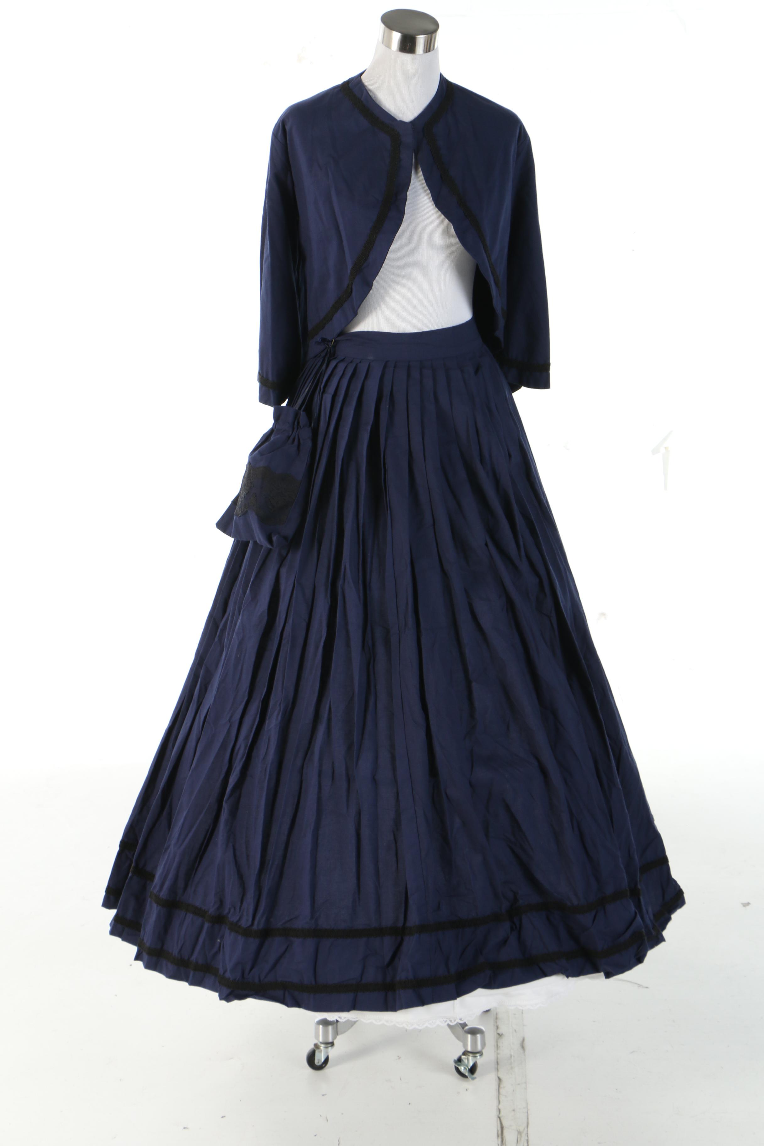 Reenactment Civil War Camp and Day Dresses with Hoop Skirt