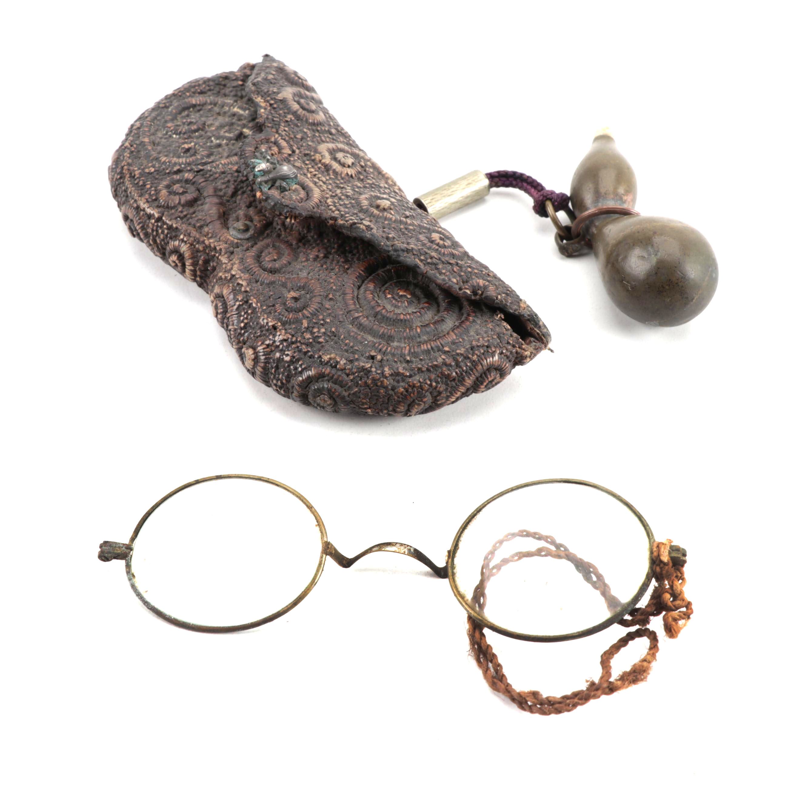 Japanese Edo Period Spectacles and Eyeglasses Case with Bronze Gourd ...