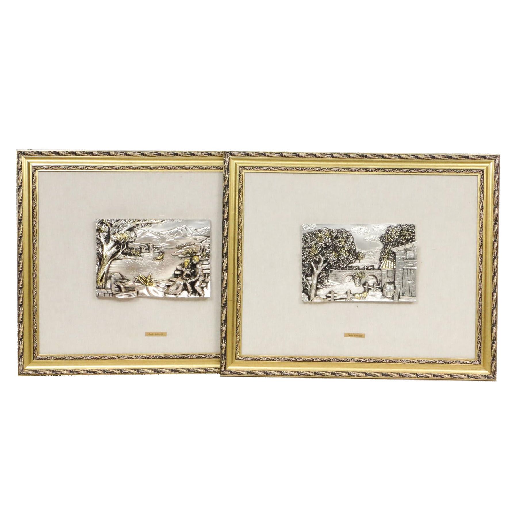 Paolo Schiraldi Silver Tone Metal Bas-Relief Sculptures