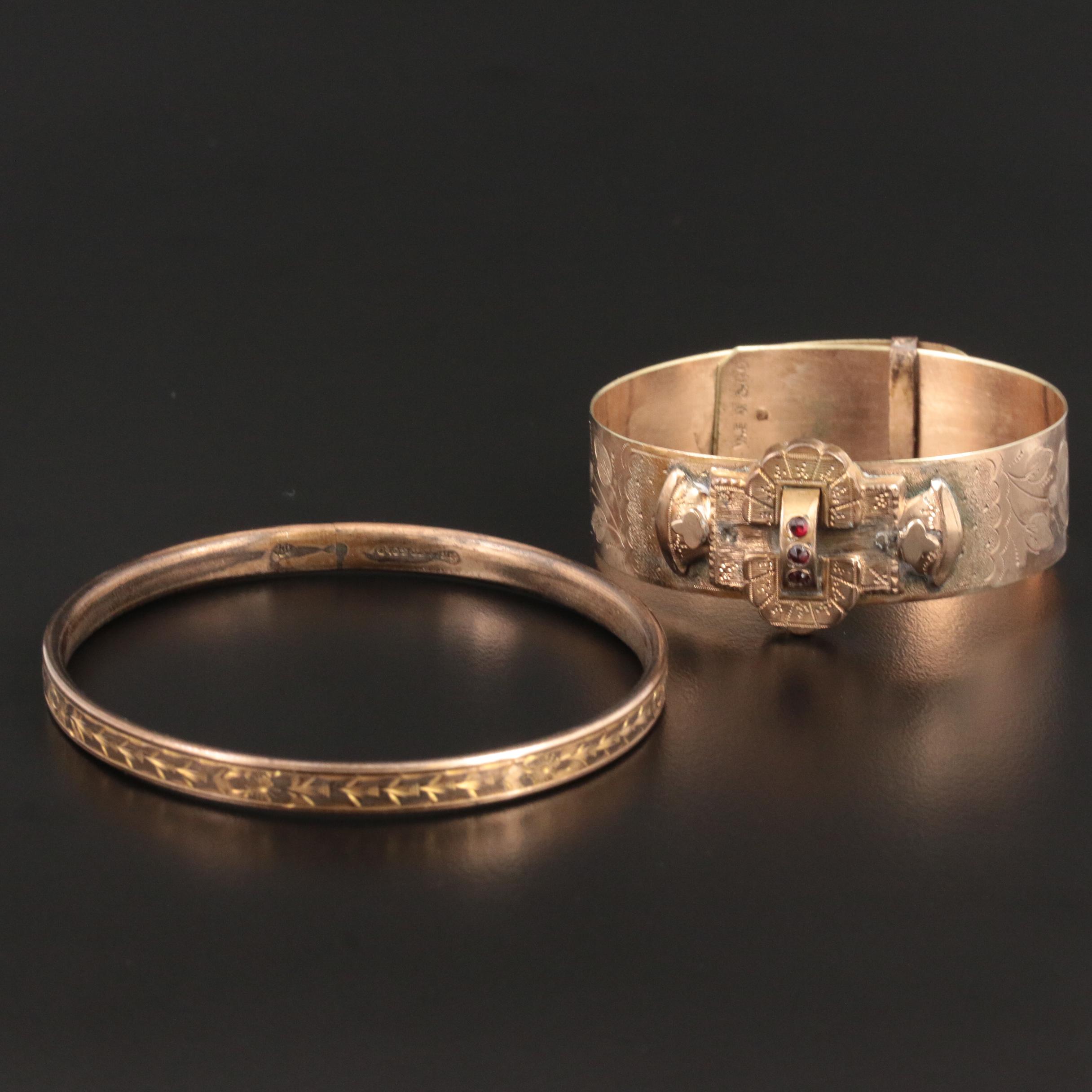 Vintage Garnet Buckle and Bangle Bracelets