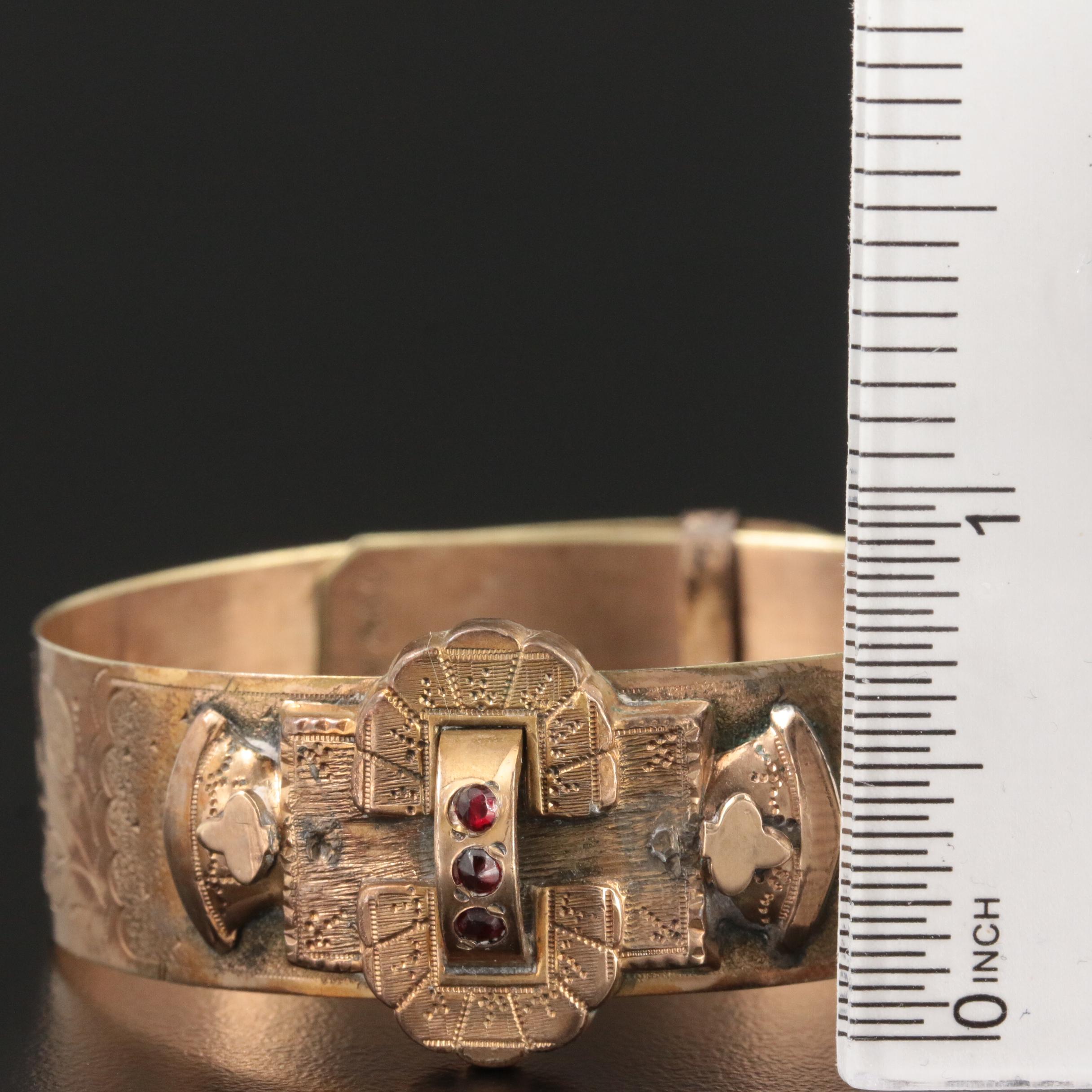 Vintage Garnet Buckle and Bangle Bracelets