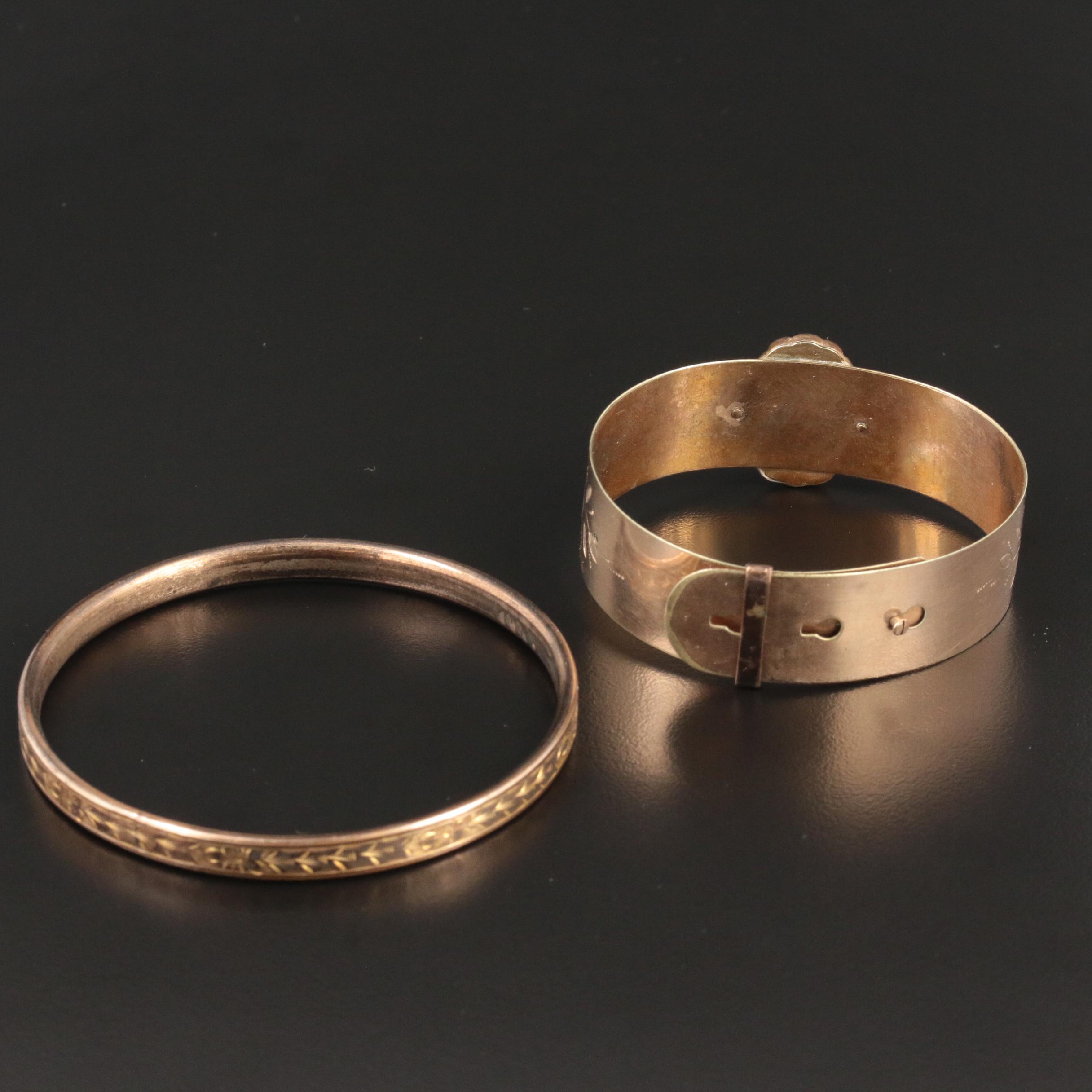 Vintage Garnet Buckle and Bangle Bracelets