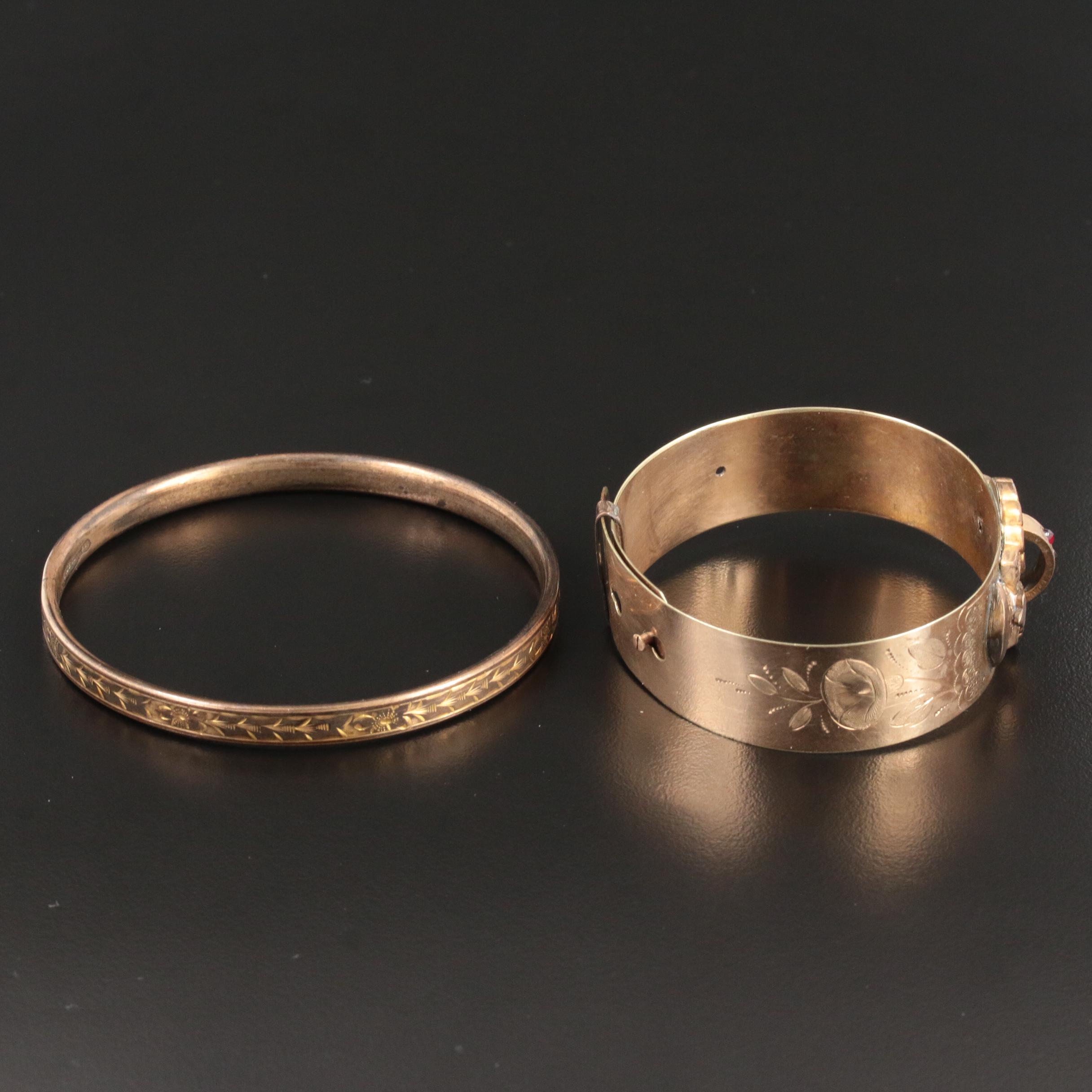 Vintage Garnet Buckle and Bangle Bracelets