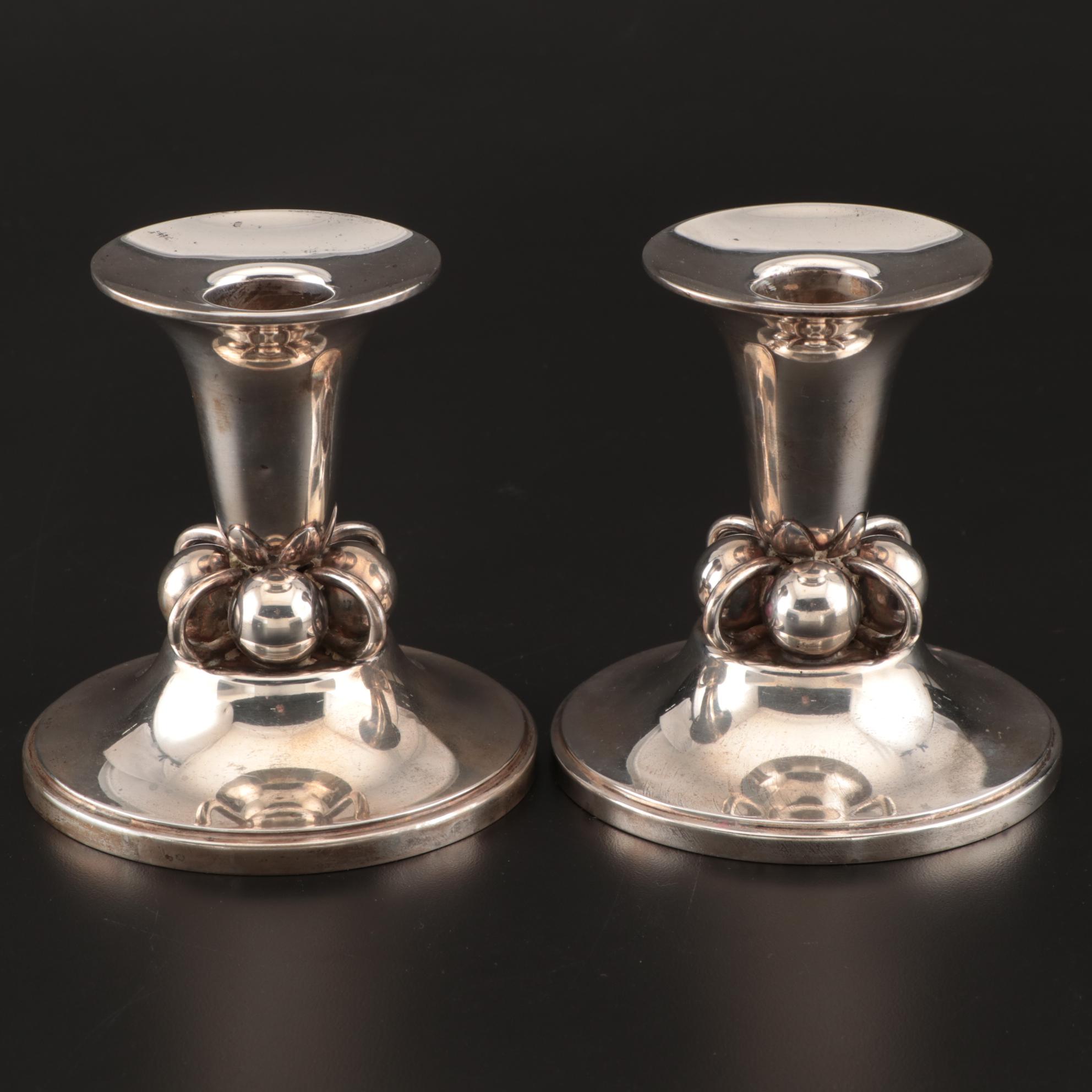 Durham Danish Modern Sterling Silver Candlesticks, Mid-Century