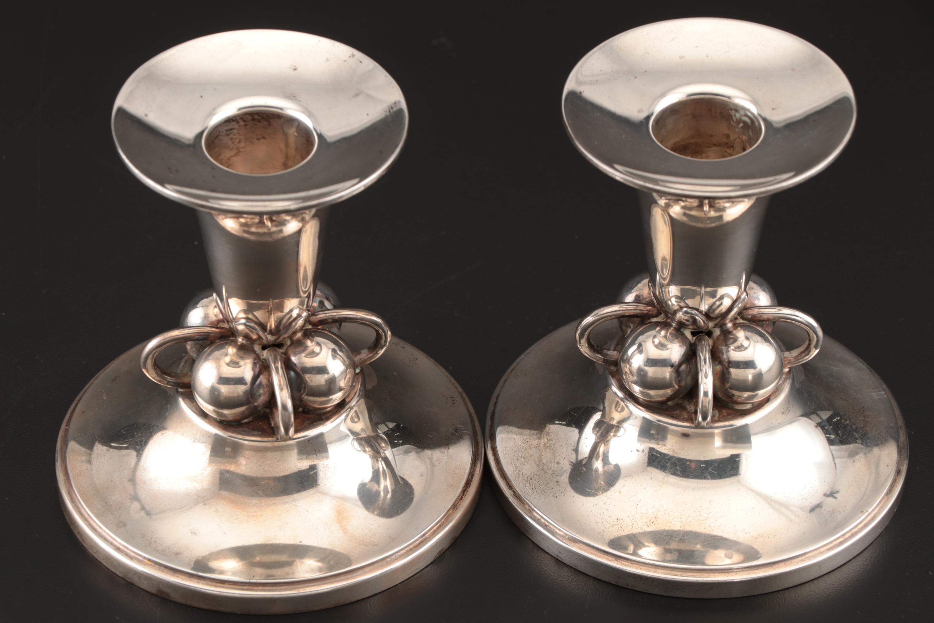 Durham Danish Modern Sterling Silver Candlesticks, Mid-Century