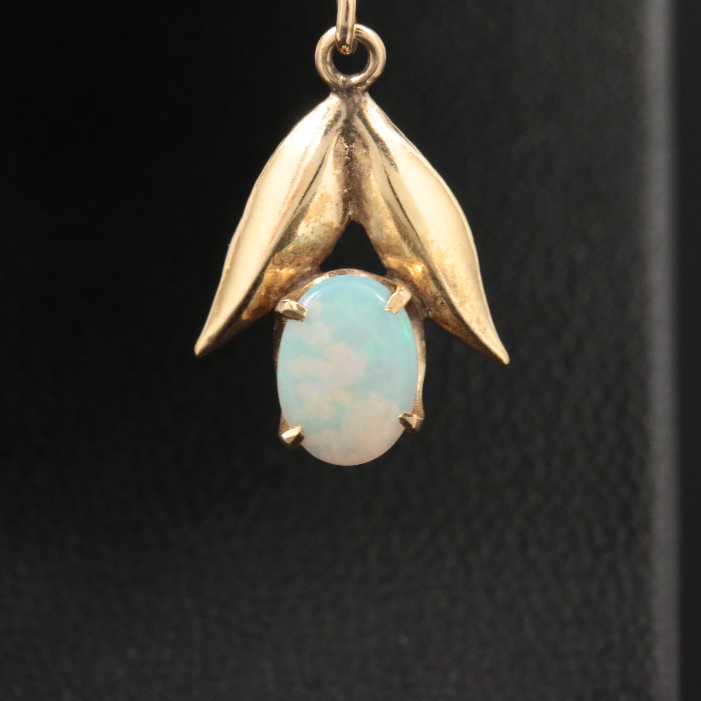 Vintage 14K Yellow Gold Opal and Ruby Bracelet and Earrings