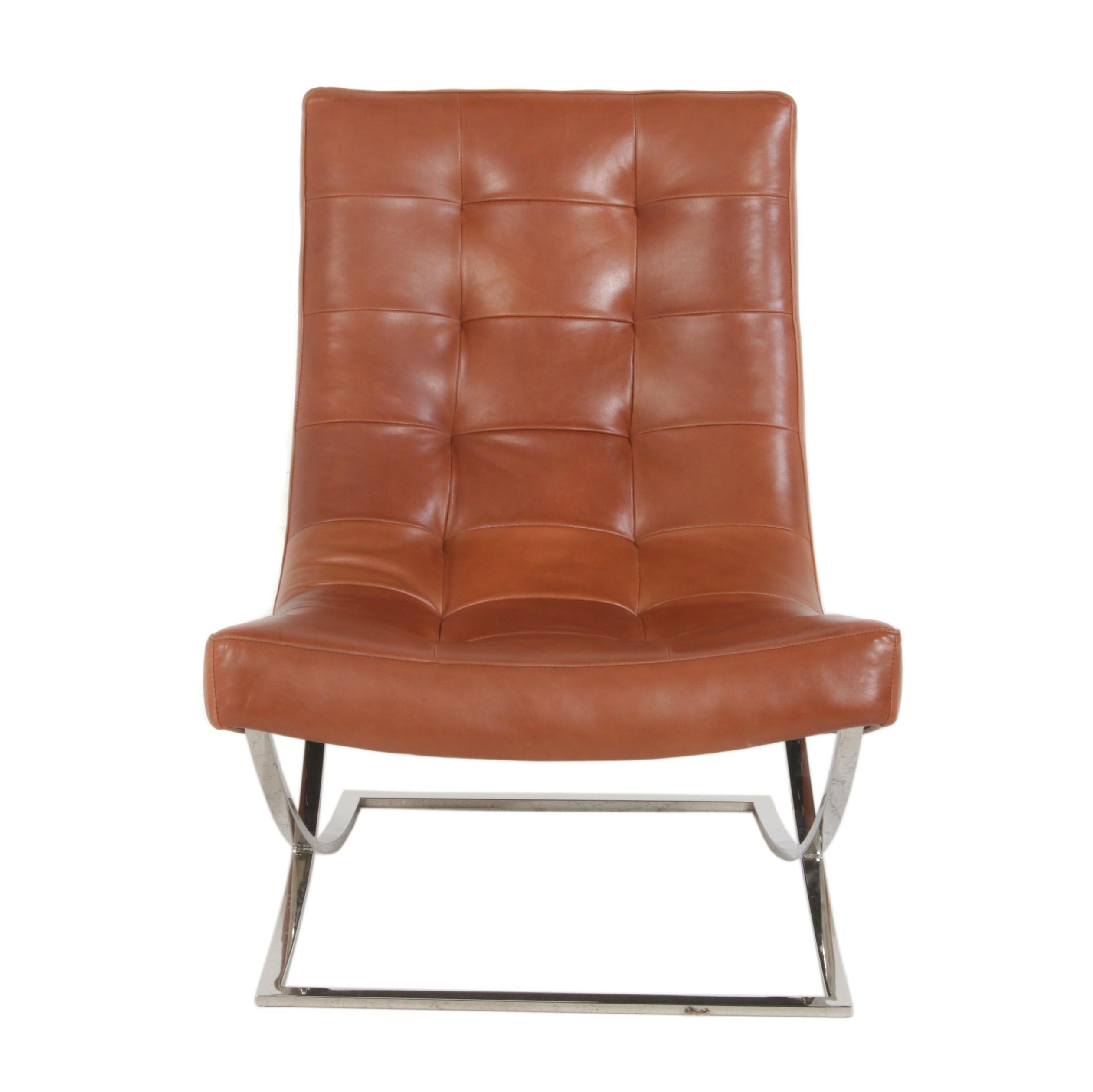 Williams-Sonoma Home "James" Lounge Chair in "Tuscan Leather, Bourbon"