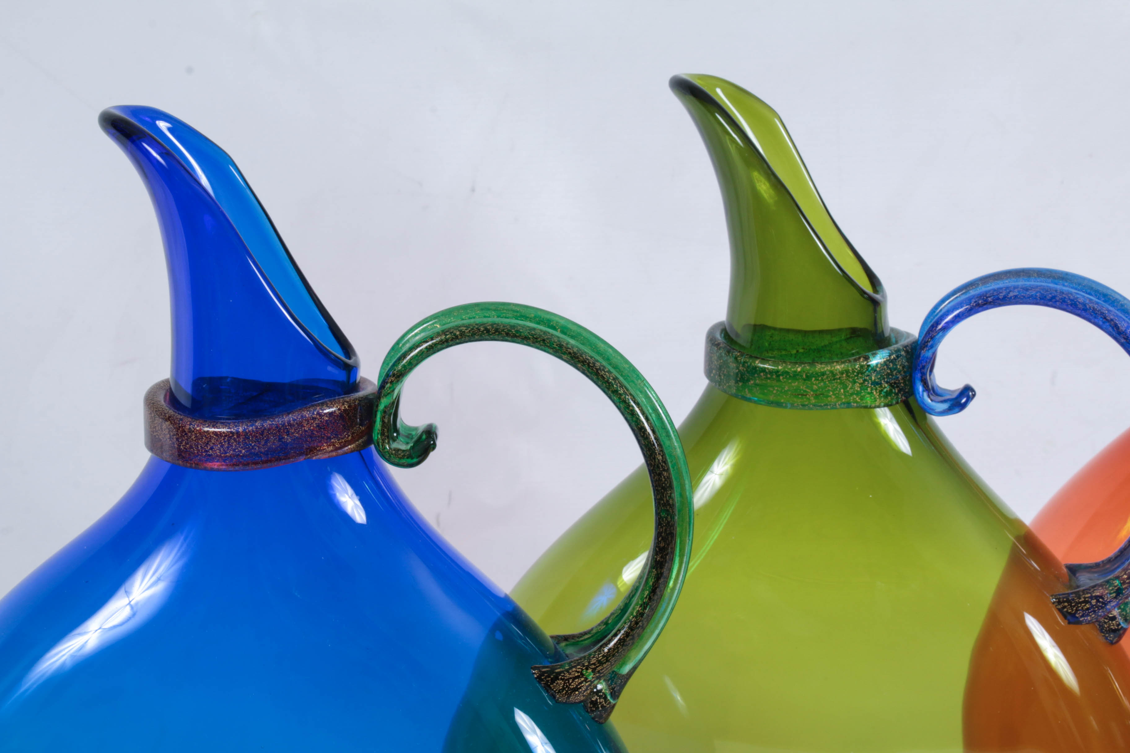 Vetro Vero Hand-Blown Art Glass Pitchers Designed by Michael Schunke
