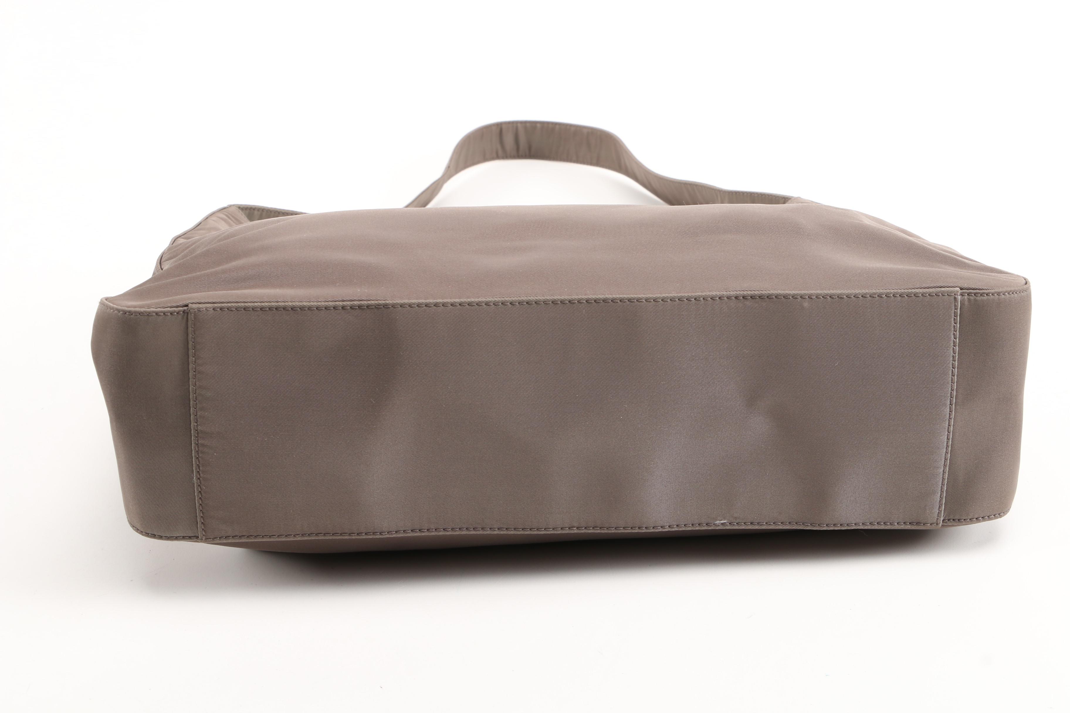 Prada Shoulder Bag in Grey Tessuto Nylon with Clasp Closure