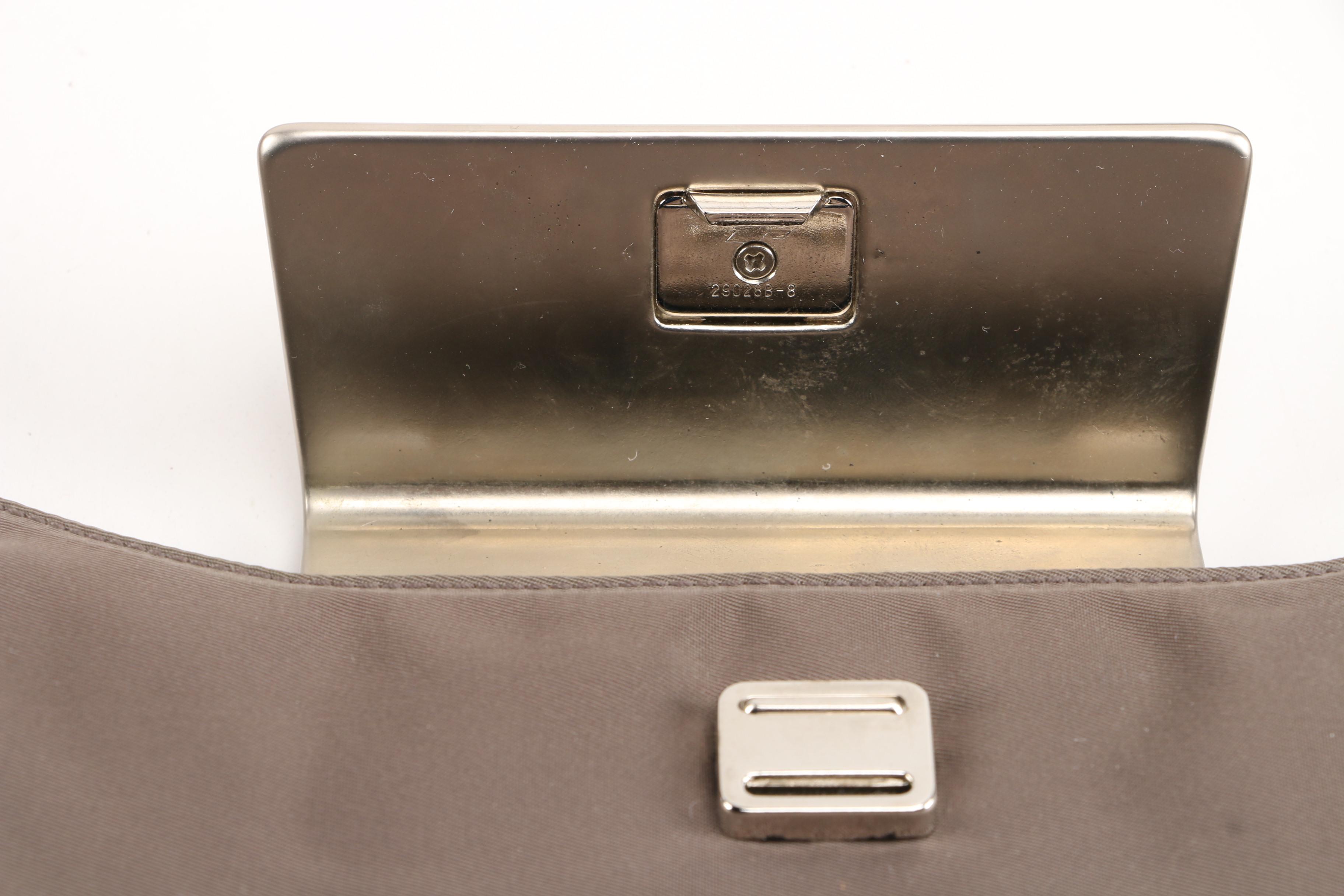 Prada Shoulder Bag in Grey Tessuto Nylon with Clasp Closure