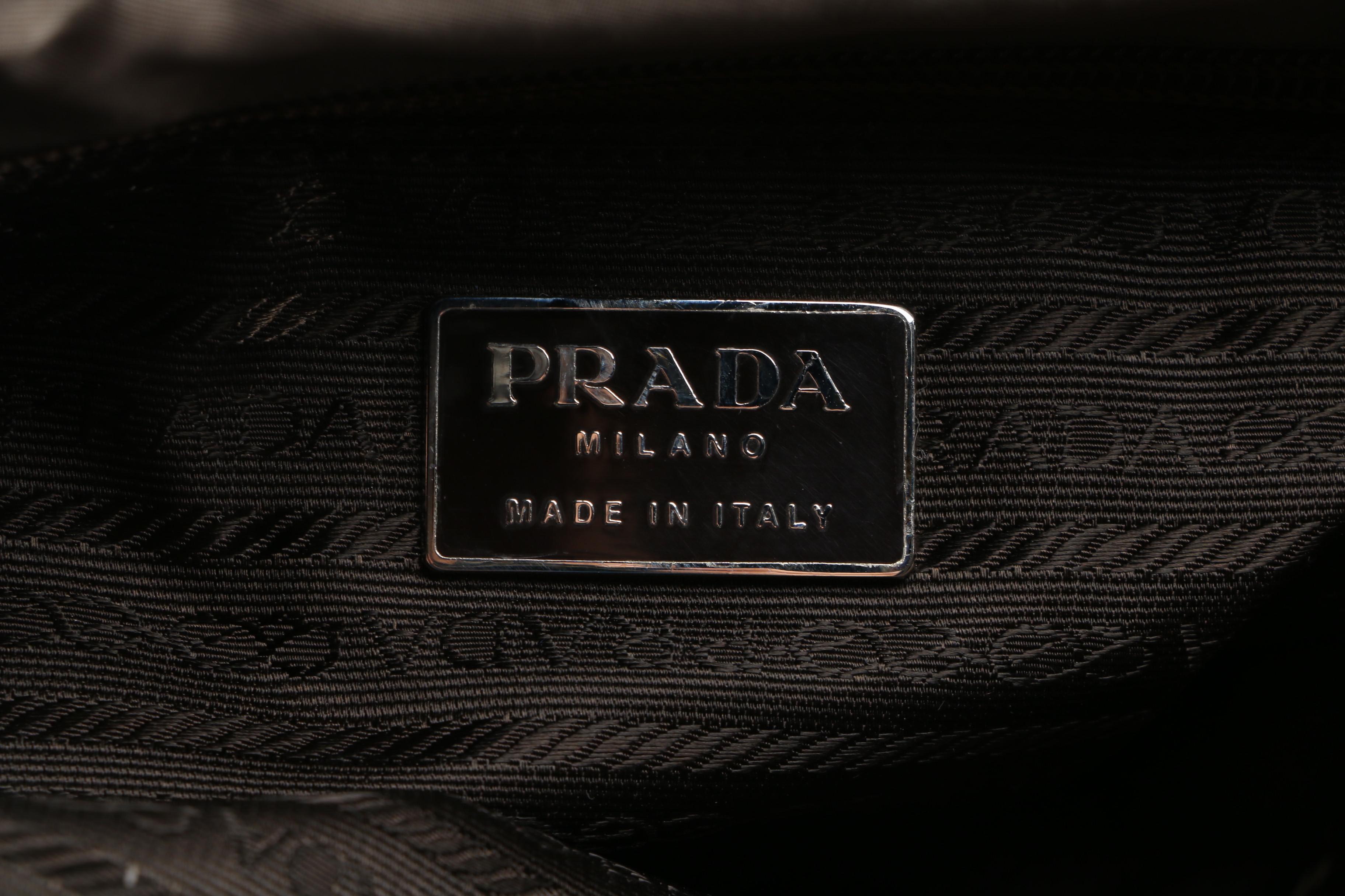 Prada Shoulder Bag in Grey Tessuto Nylon with Clasp Closure