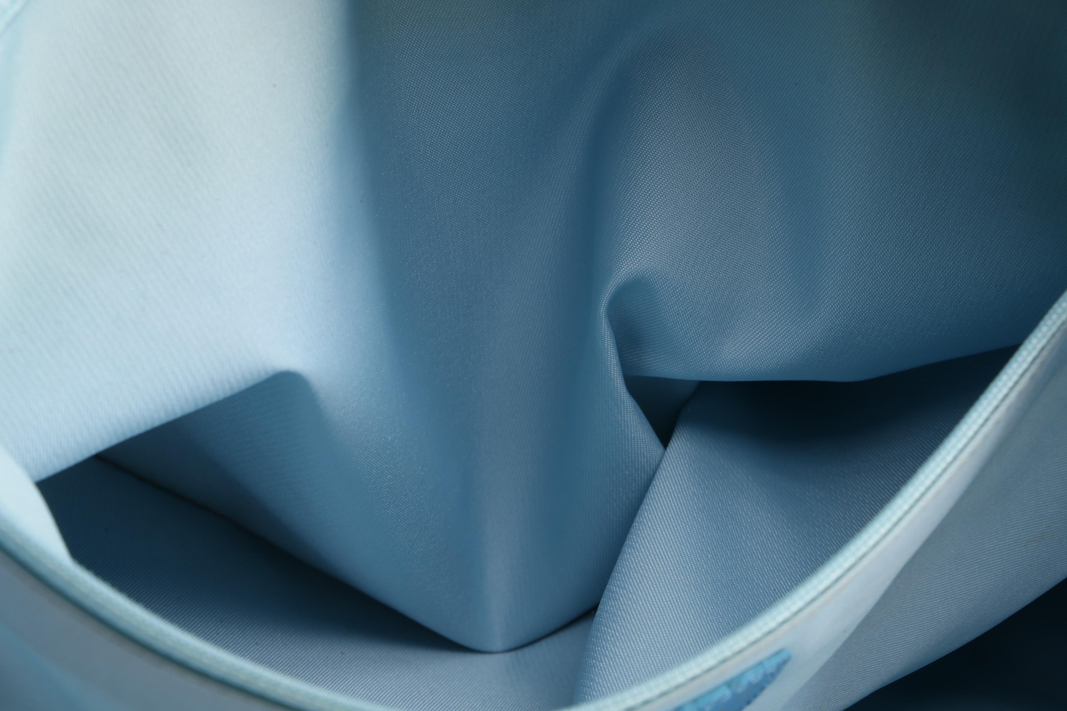 Chanel Travel Line Tote Bag in Light Blue CC Logo Nylon and Leather