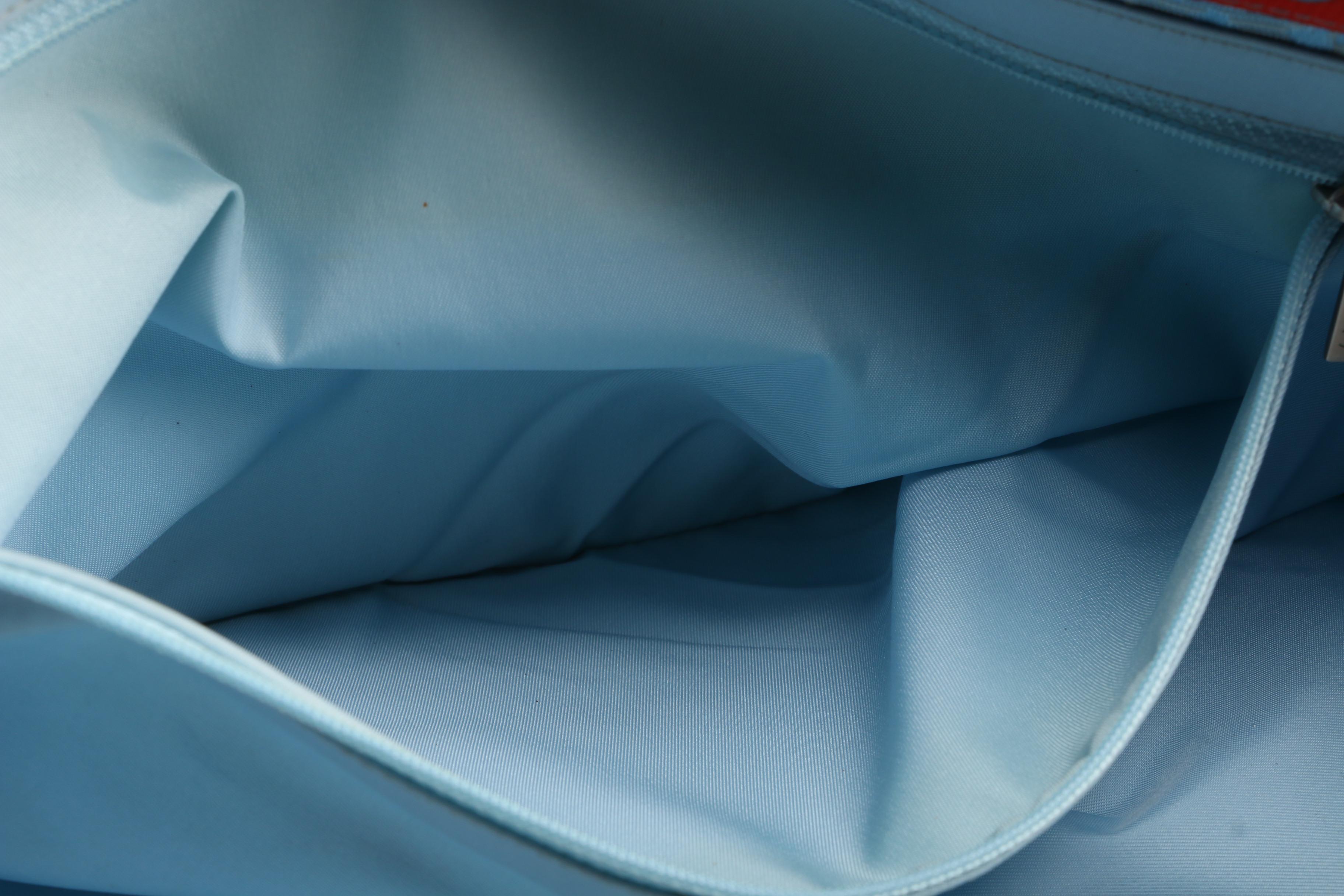 Chanel Travel Line Tote Bag in Light Blue CC Logo Nylon and Leather