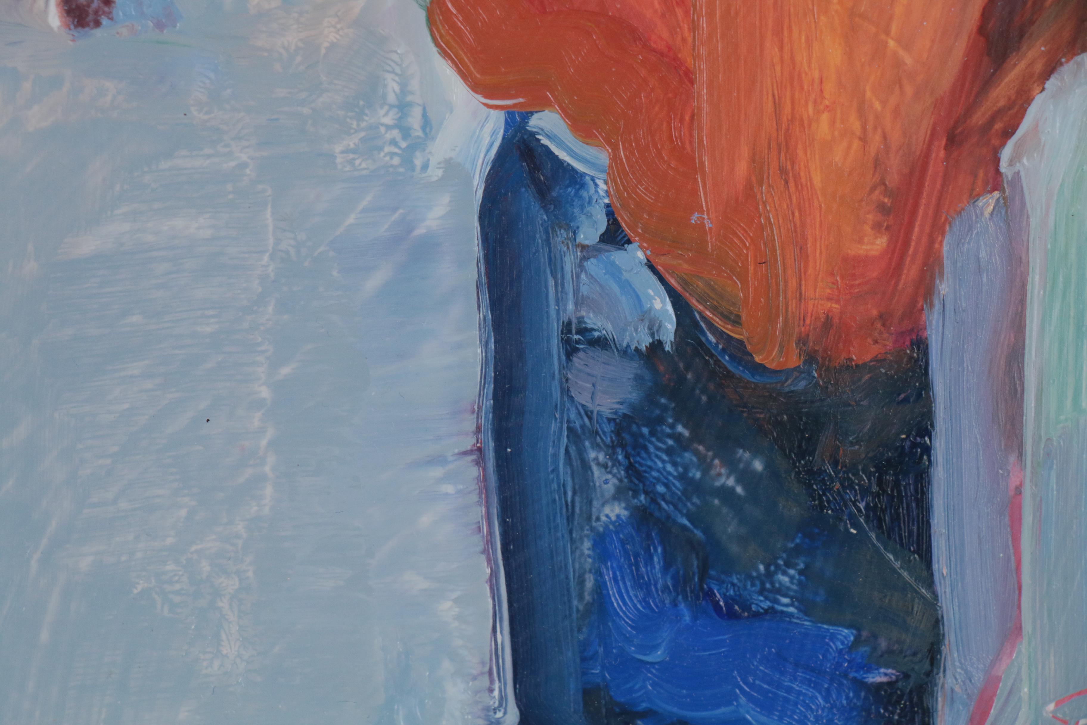 Carolyn Fesenheld Abstract Oil Painting on Plating Card