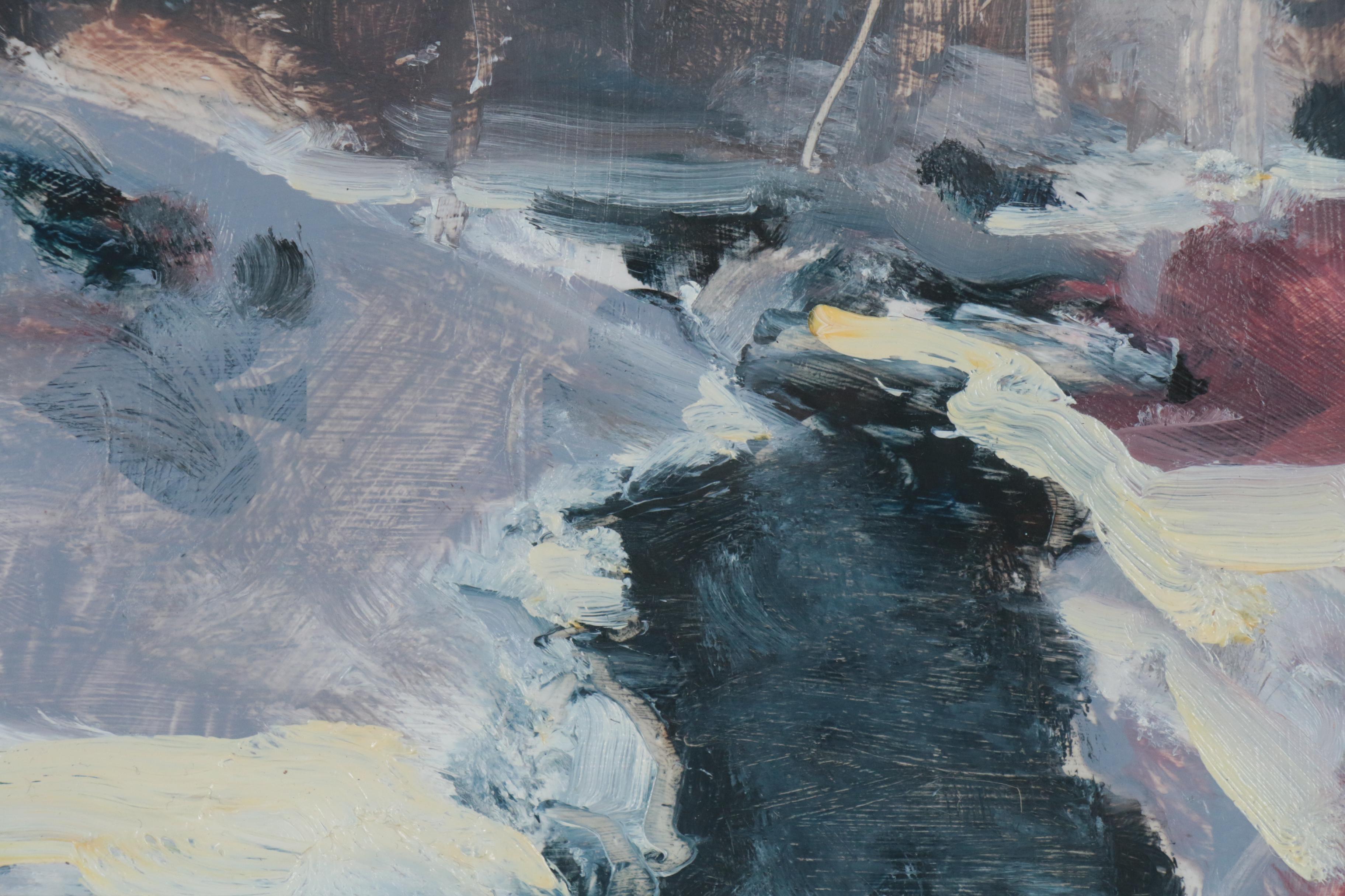 Carolyn Fehsenfeld Abstract Oil Painting on Playing Card