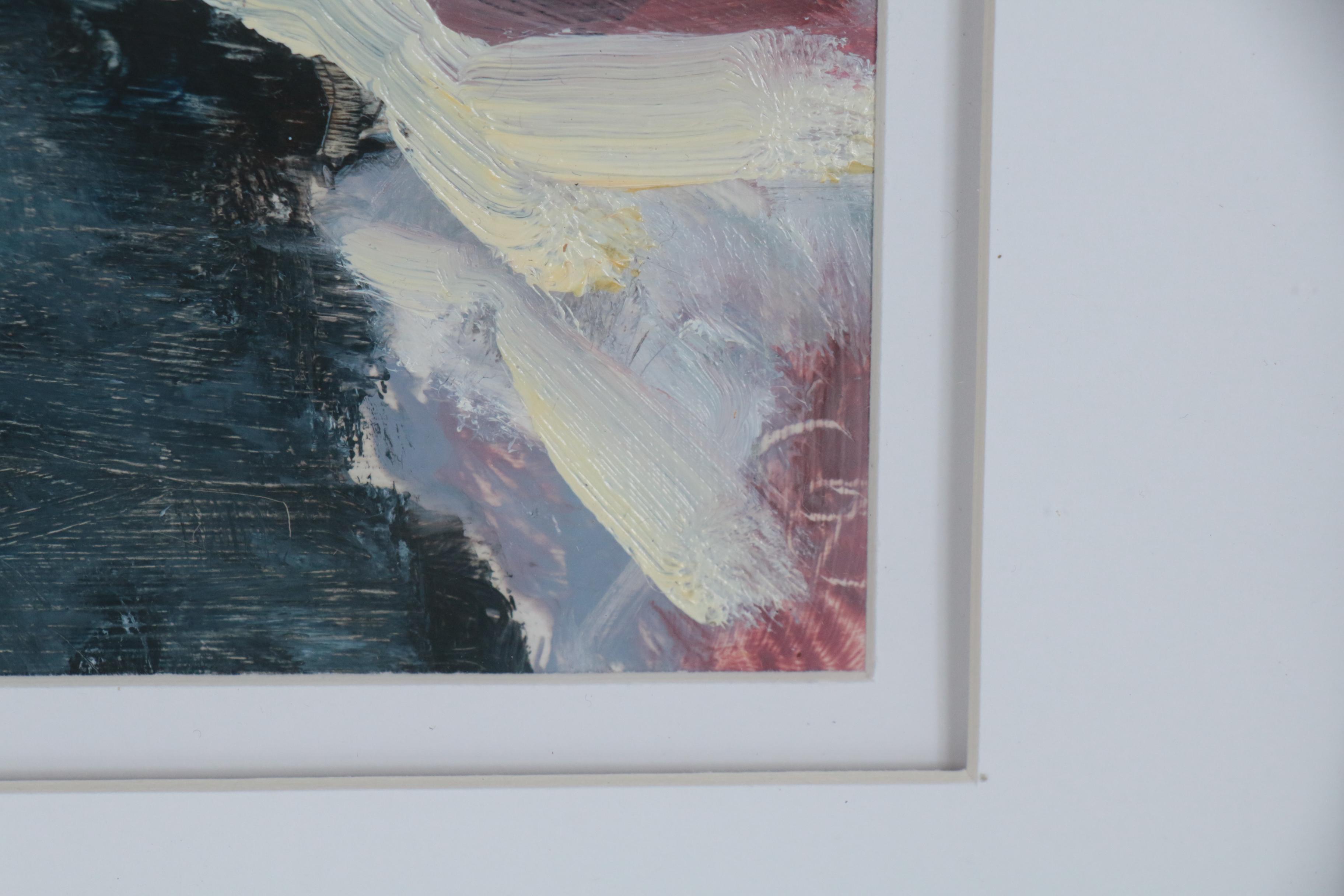 Carolyn Fehsenfeld Abstract Oil Painting on Playing Card