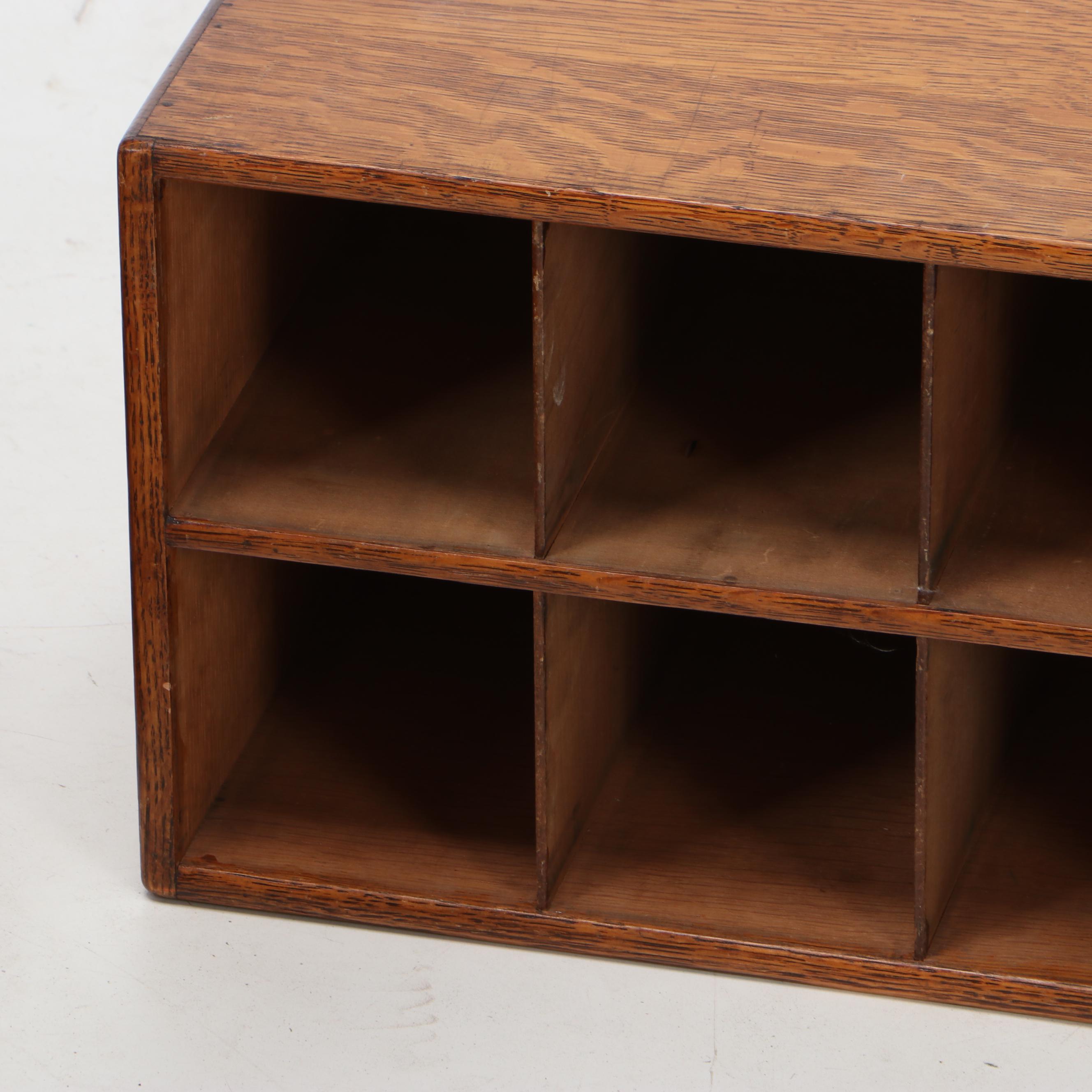 Oak Wood Cubby Hole Boxes, Desk Organizers, and Paper Tray, Vintage