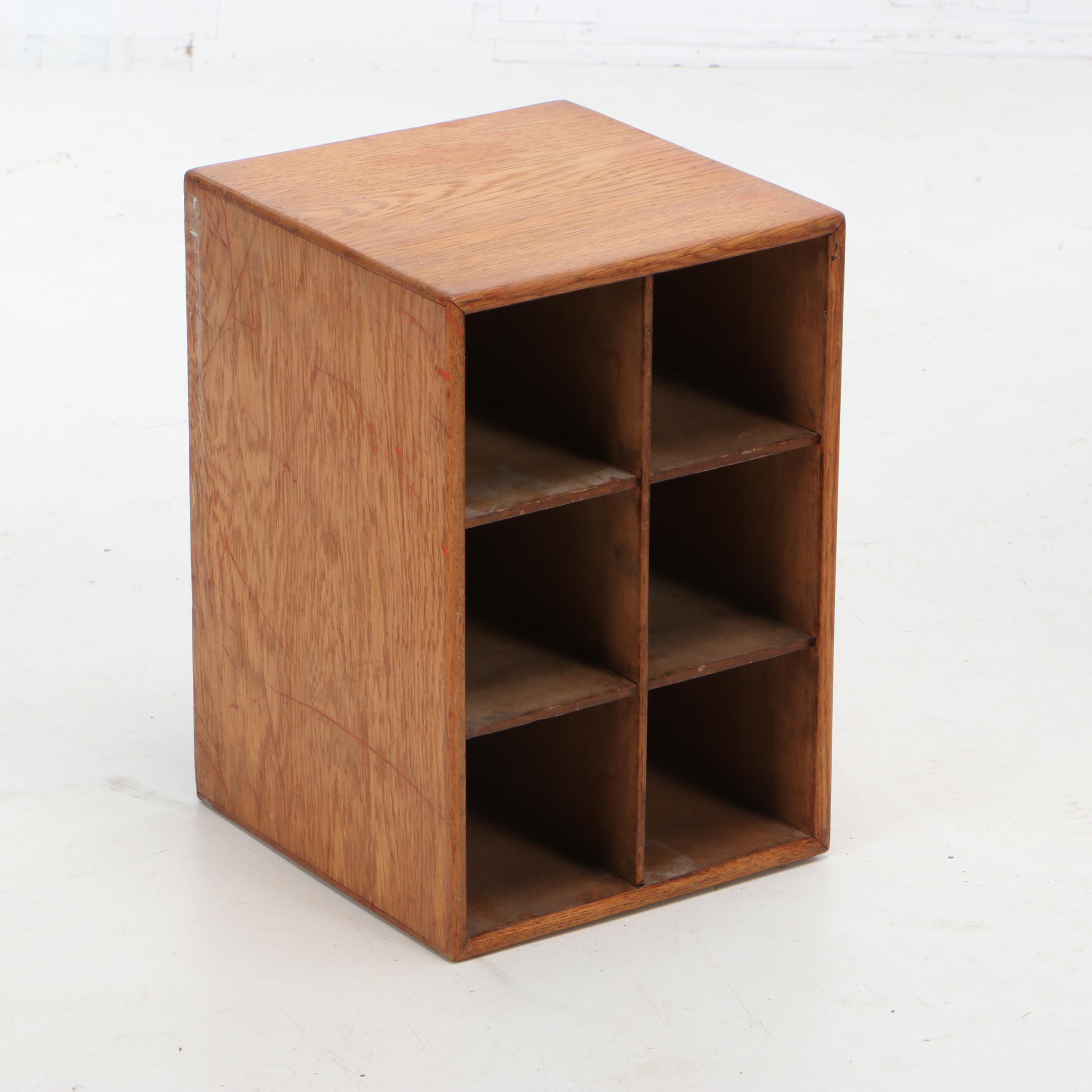 Oak Wood Cubby Hole Boxes, Desk Organizers, and Paper Tray, Vintage