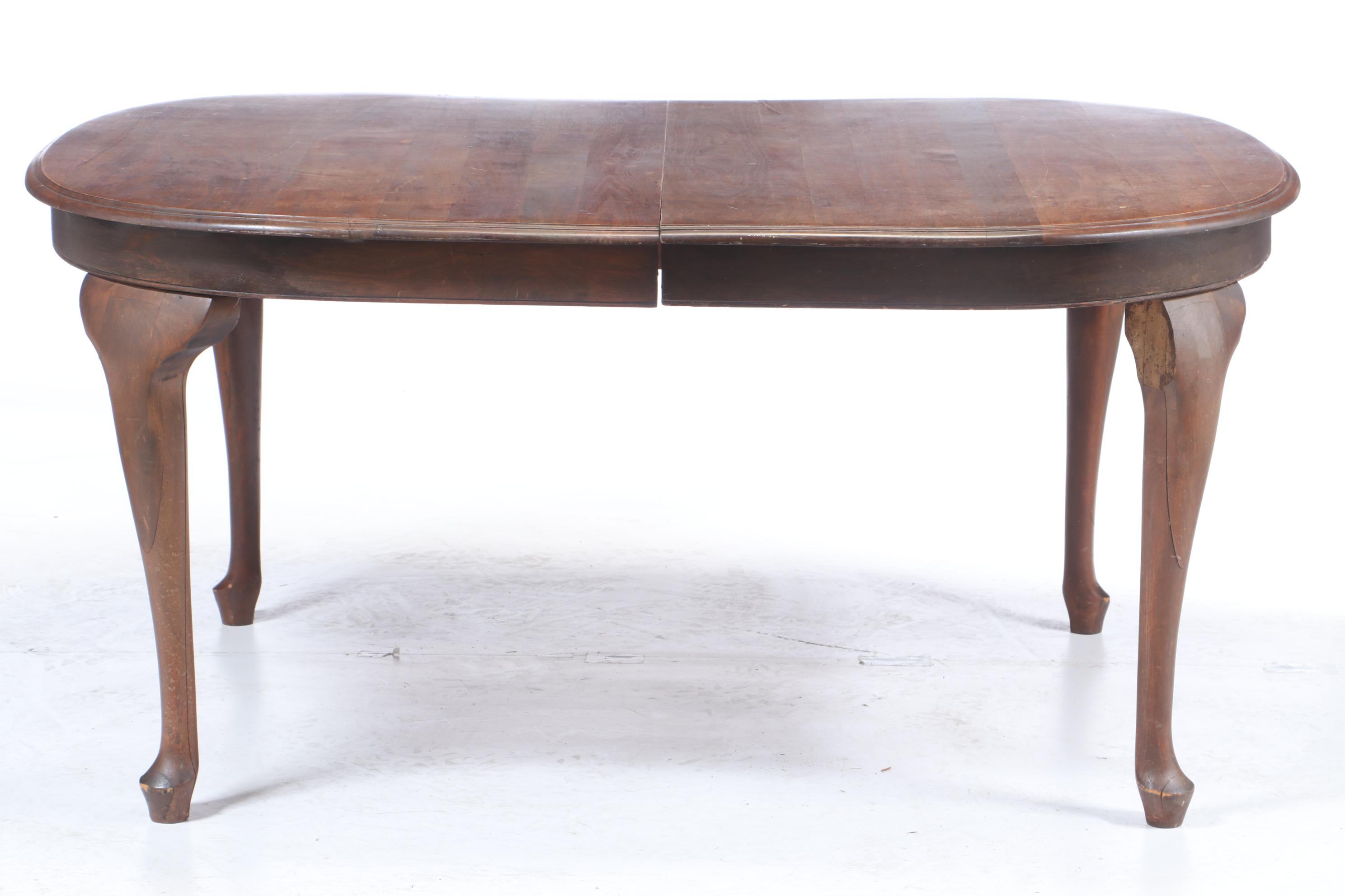 H.C. Niemann & Co. Cherry Dining Table Plus Four Late Victorian Oak Side Chairs