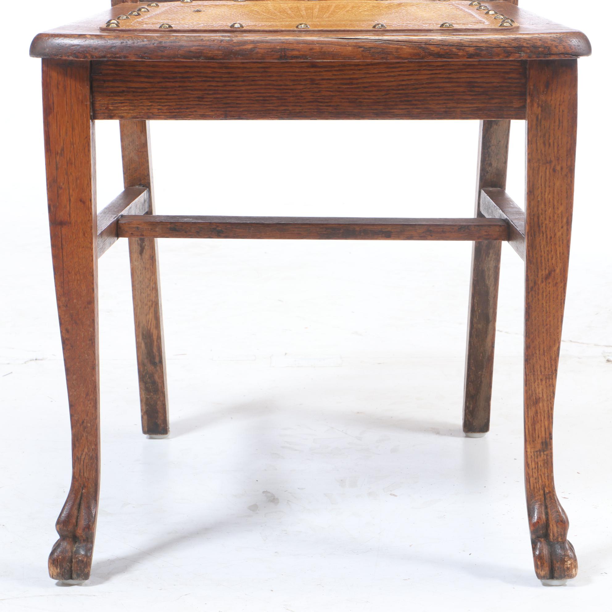 H.C. Niemann & Co. Cherry Dining Table Plus Four Late Victorian Oak Side Chairs