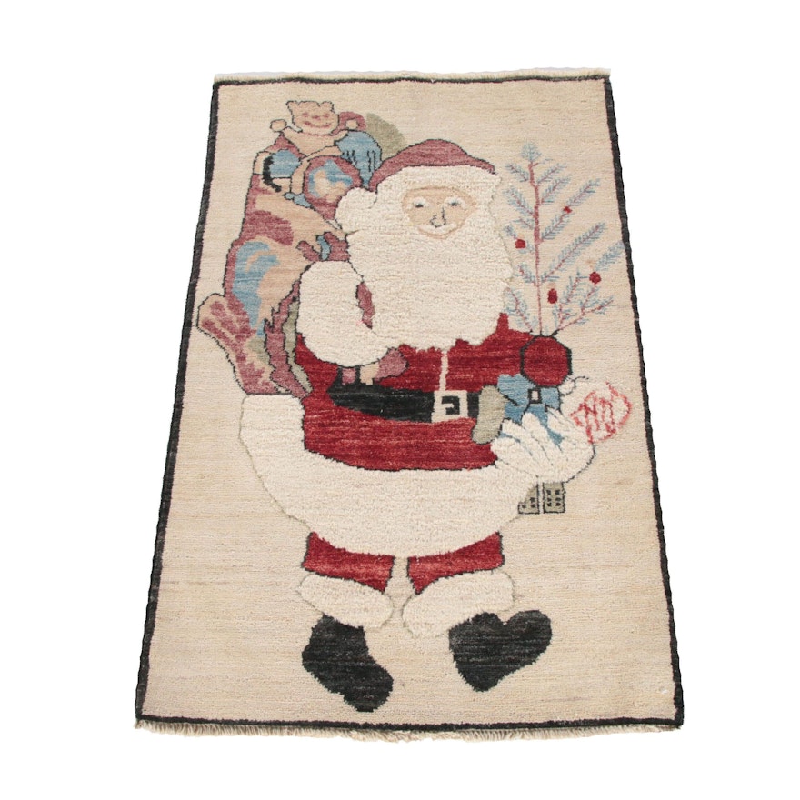 2'6 x 3'11 Hand-Knotted Afghan Santa Claus Wool Rug