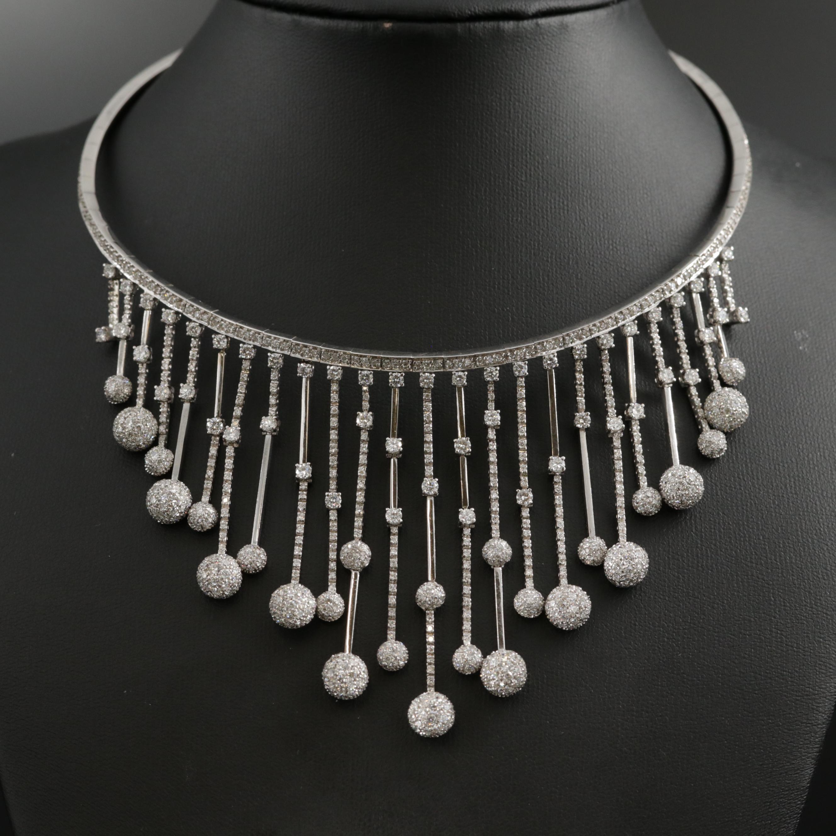 Stefan Hafner 18K White Gold 12.53 CTW Diamond Choker