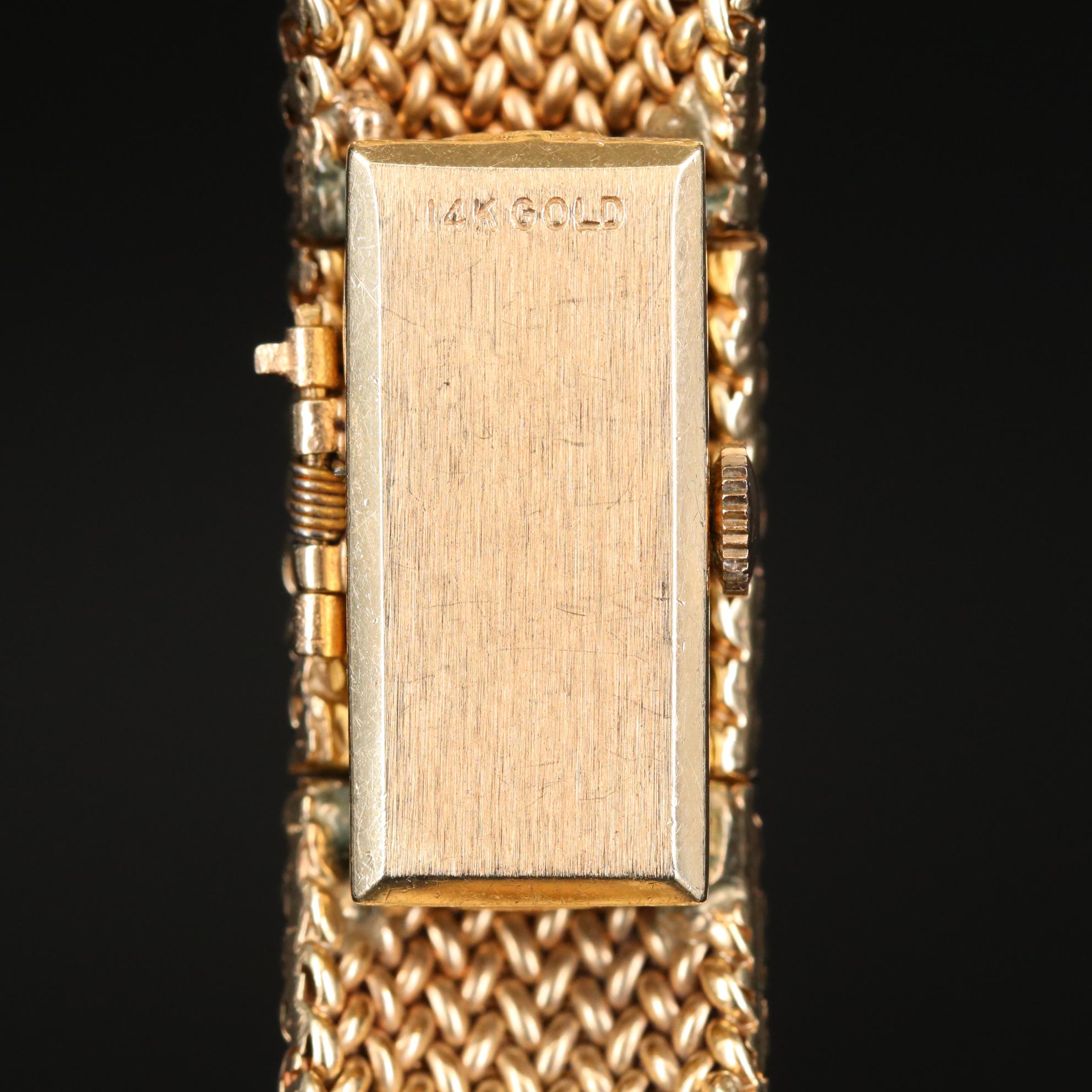 Hidden Dial Swiss Aureole 14K Yellow Gold Stem Wind Watch, Vintage