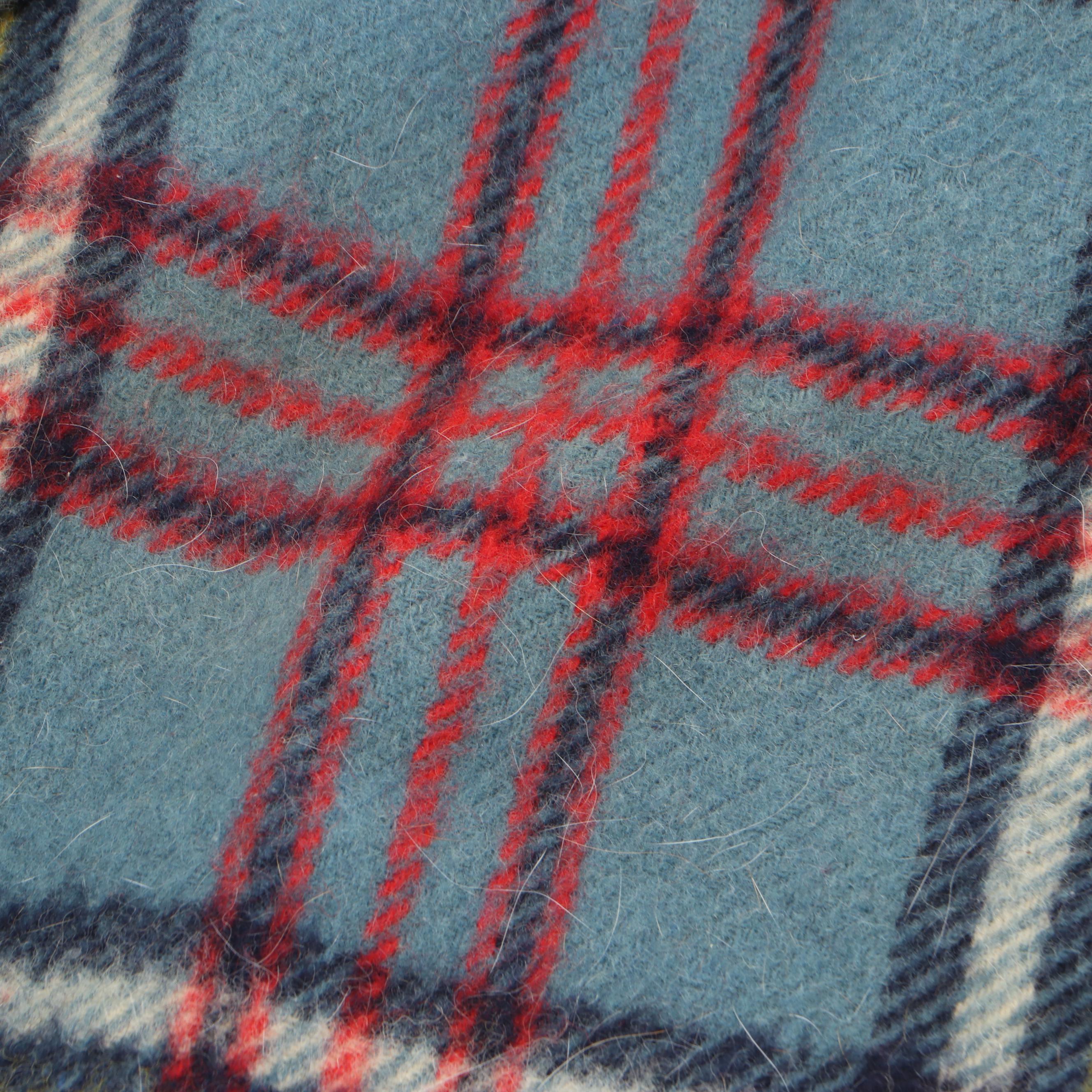 Scottish Burns Country Tartan Plaid Wool Blanket With Mohair Scarf, Vintage