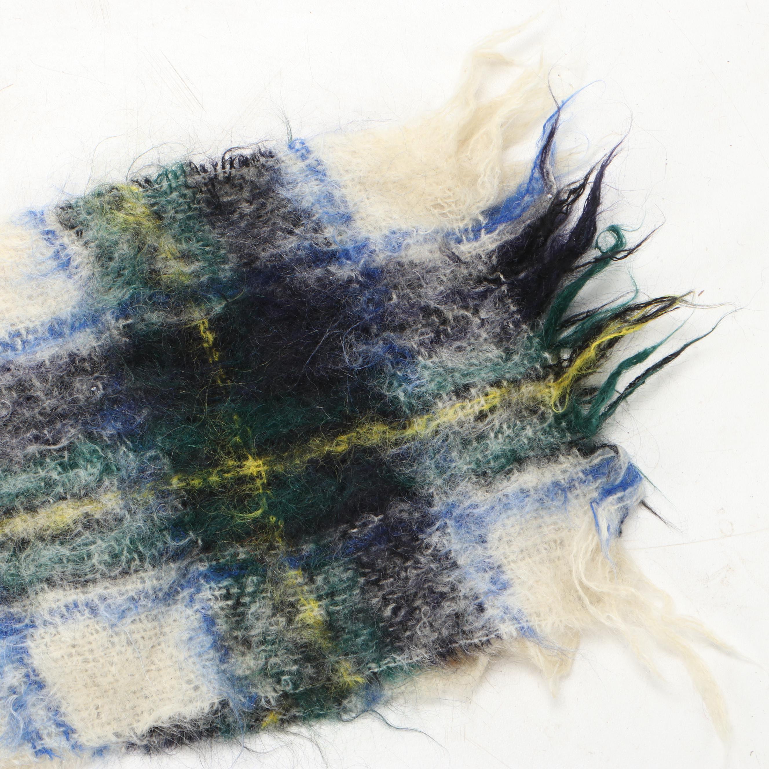 Scottish Burns Country Tartan Plaid Wool Blanket With Mohair Scarf, Vintage