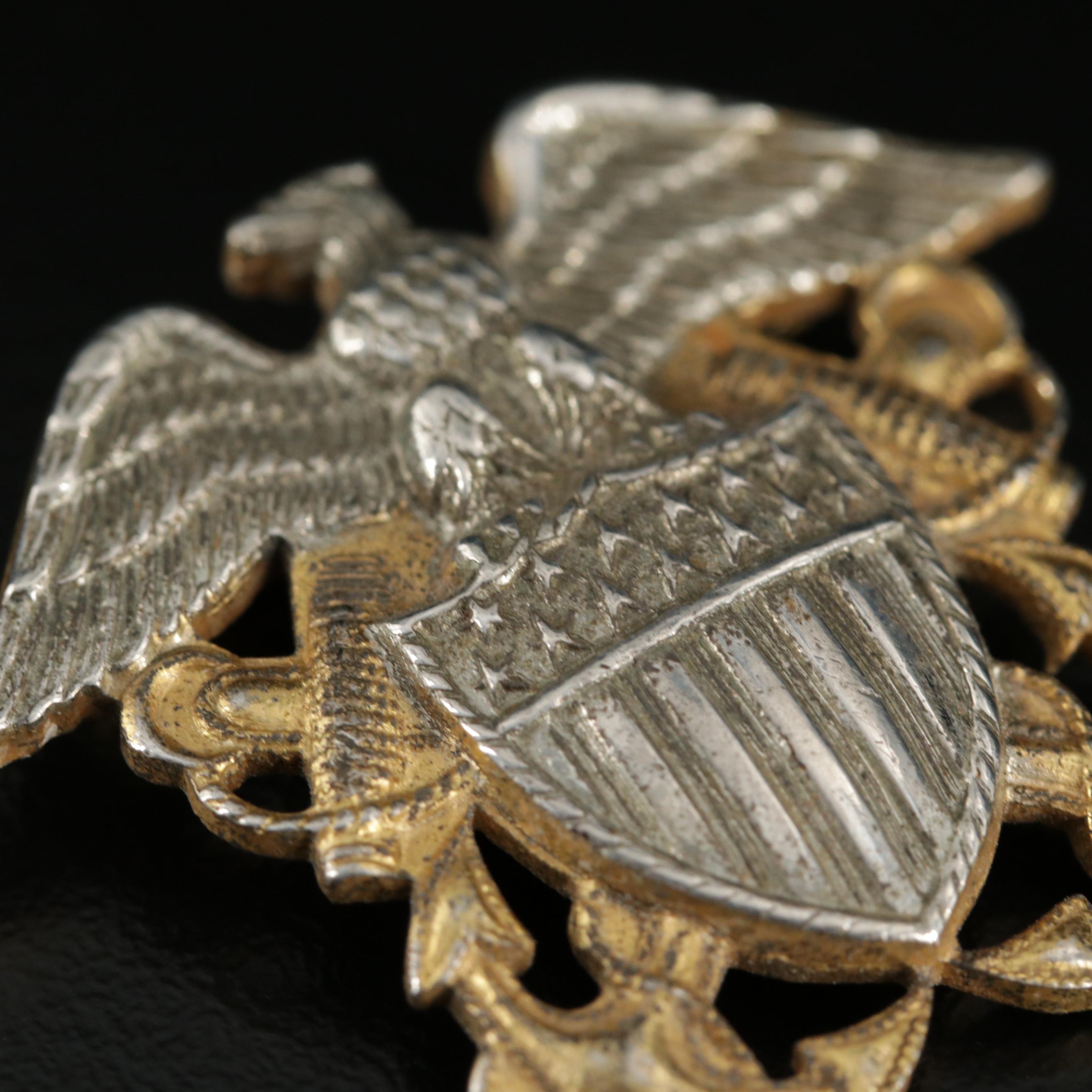 Vintage Sterling WWII US Navy Eagle Shield Pin