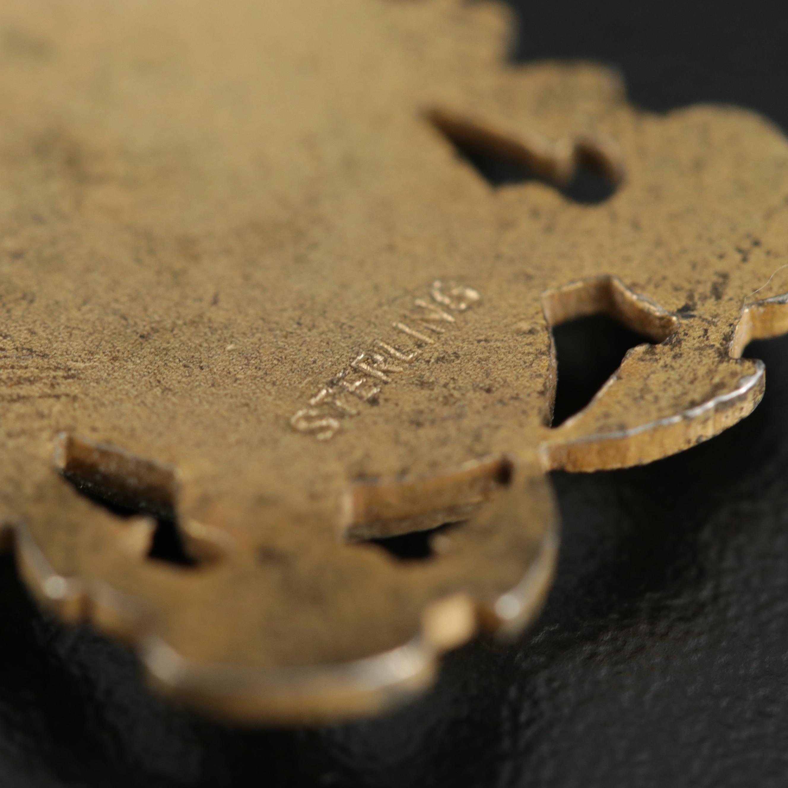 Vintage Sterling WWII US Navy Eagle Shield Pin