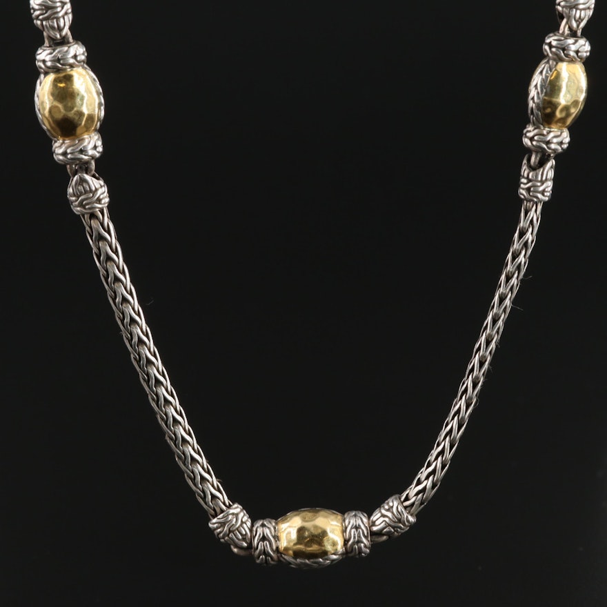 John Hardy Sterling Silver and 22K Yellow Gold Palu Station Necklace