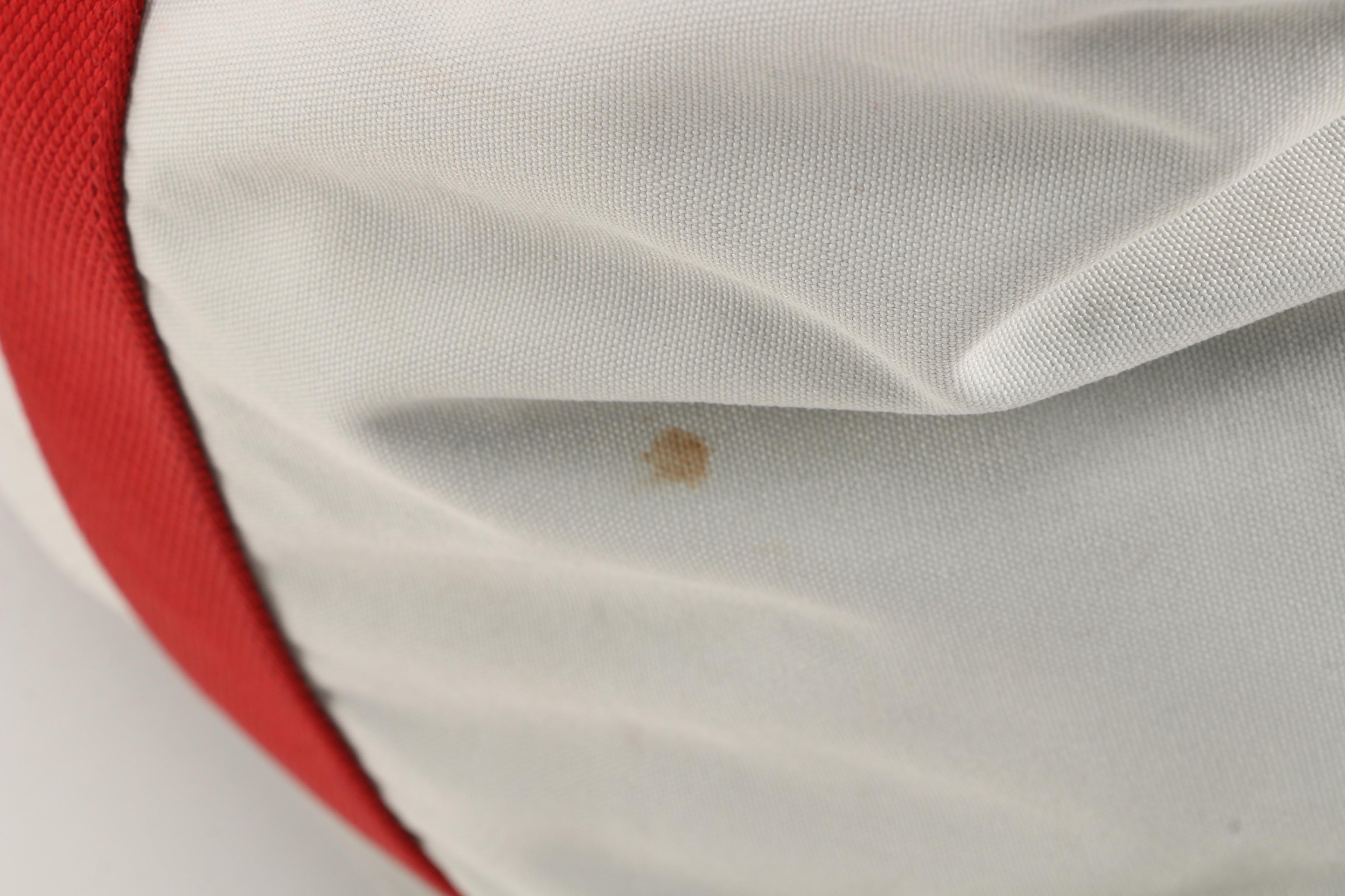 Prada Light Gray Canvas Tote with Red Nylon Straps