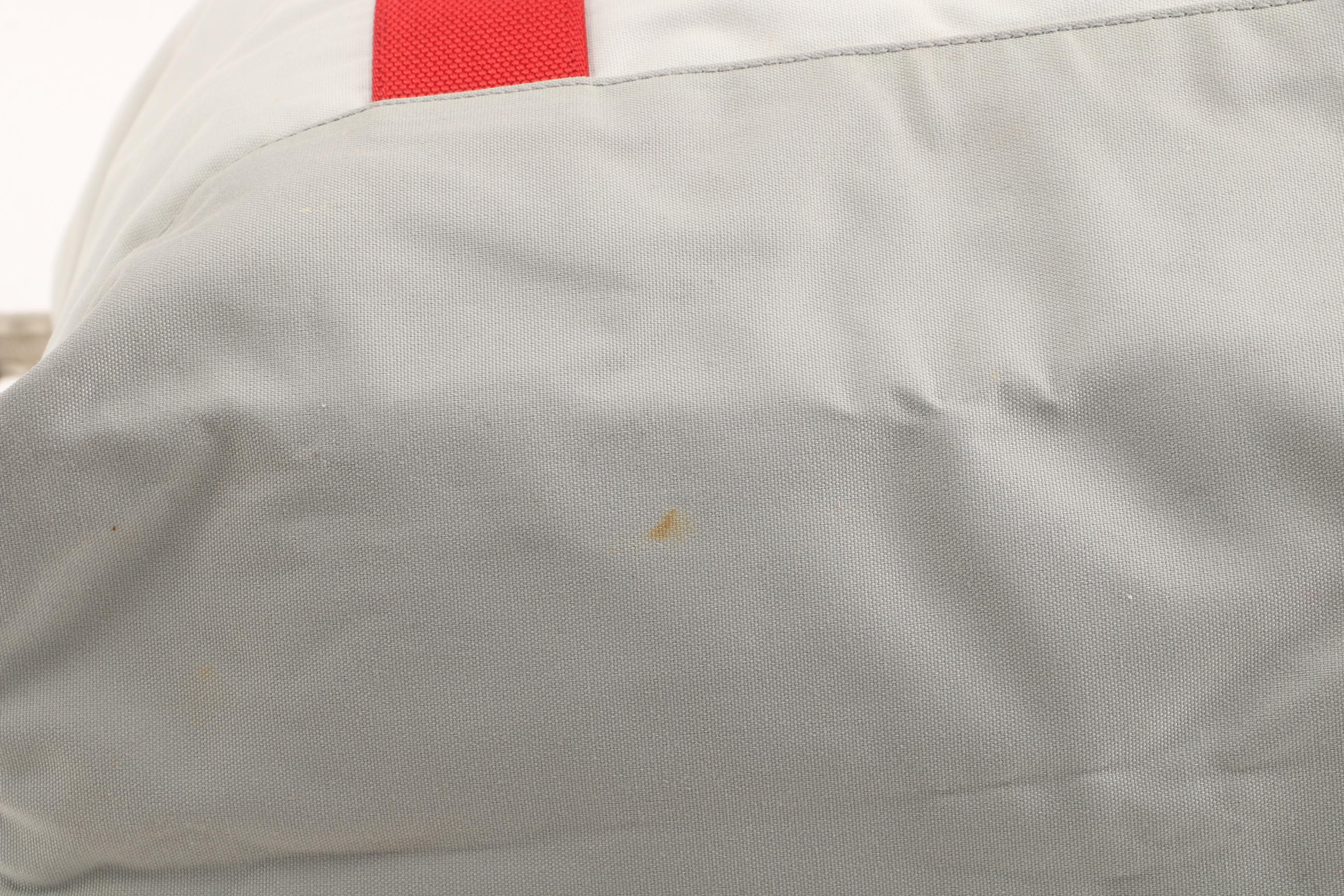 Prada Light Gray Canvas Tote with Red Nylon Straps