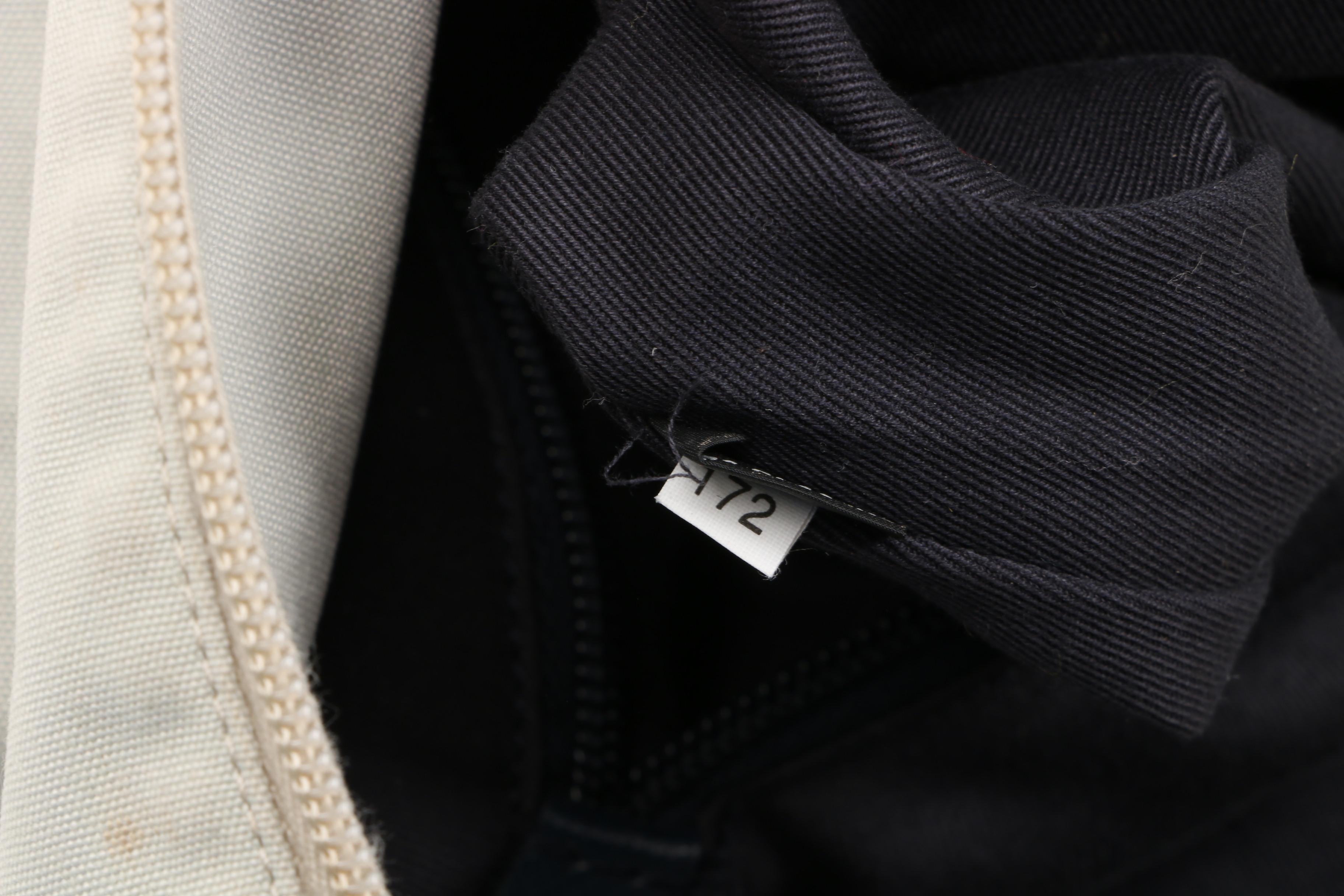 Prada Light Gray Canvas Tote with Red Nylon Straps