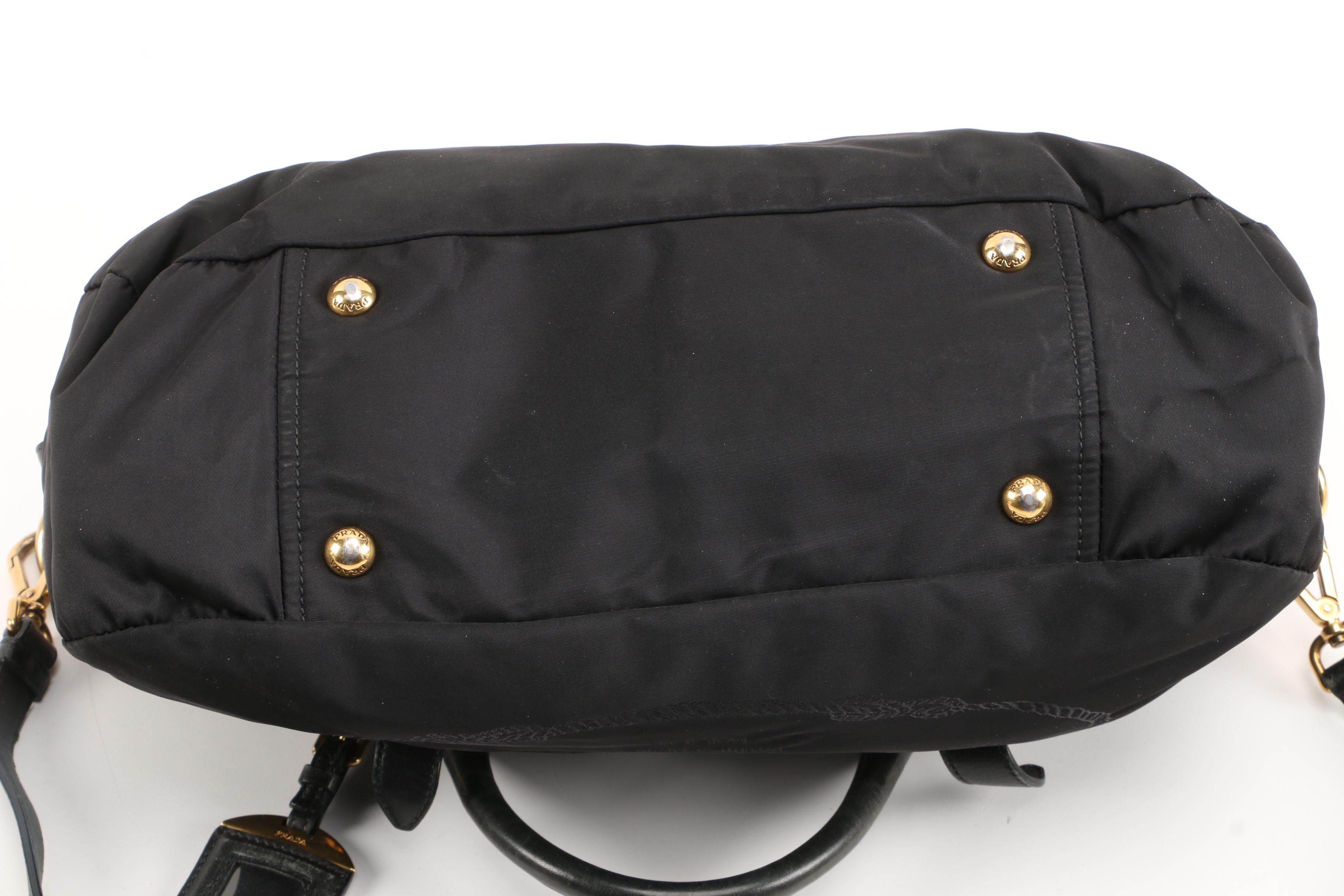 Prada Convertible Satchel in Black Tessuto Nylon with Leather Trim