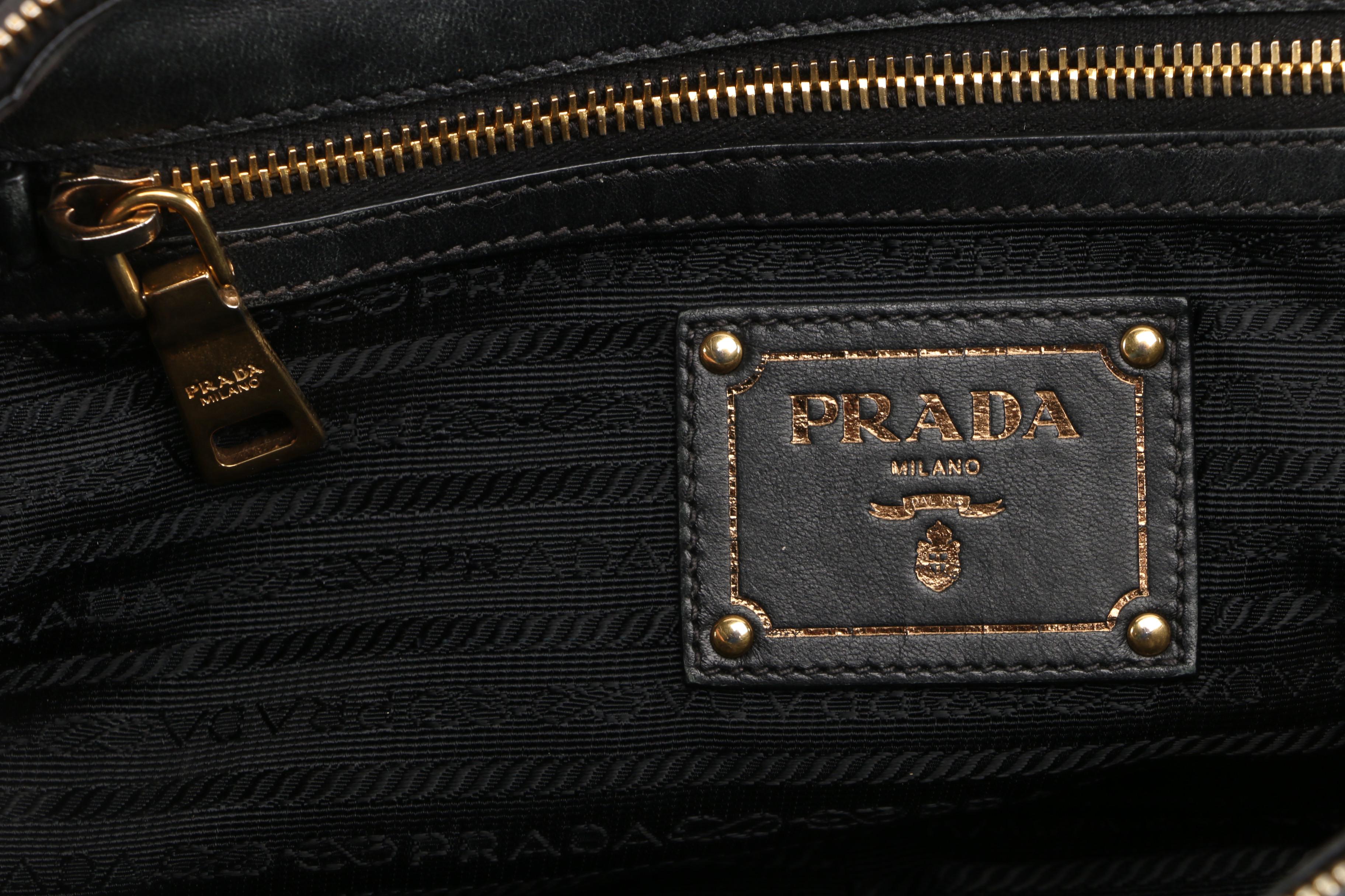 Prada Convertible Satchel in Black Tessuto Nylon with Leather Trim