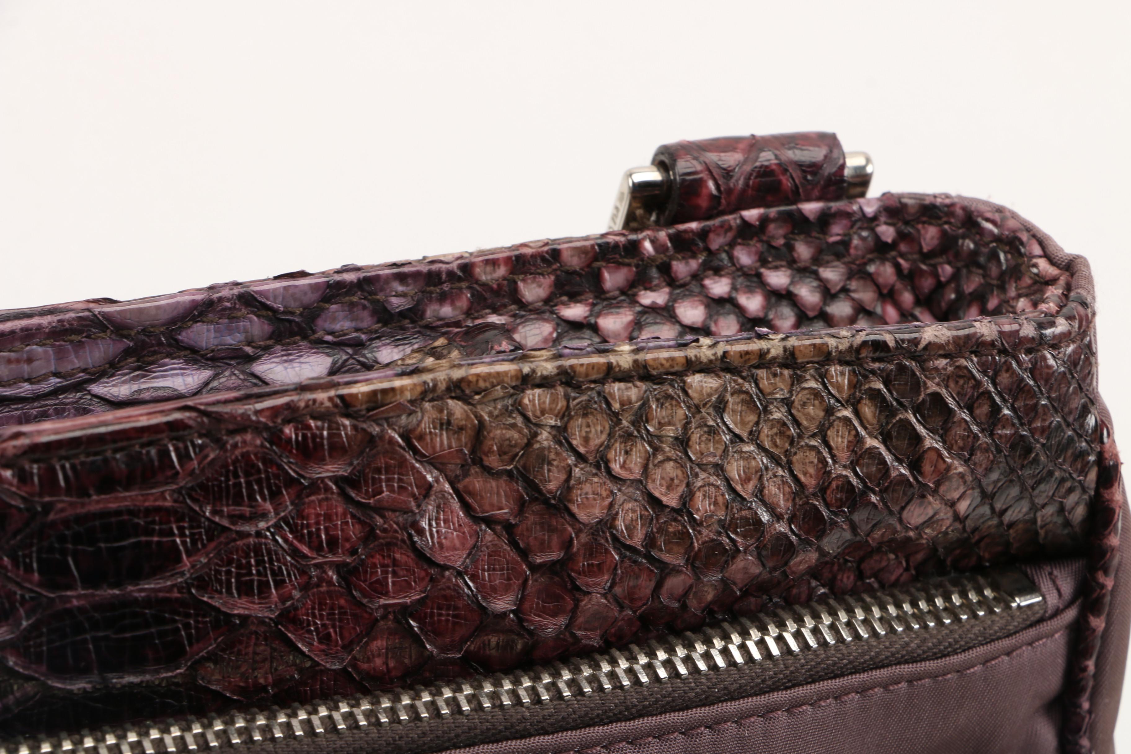 Prada Crossbody Bag in Mauve Tessuto Nylon with Dyed Snakeskin Trim, Vintage