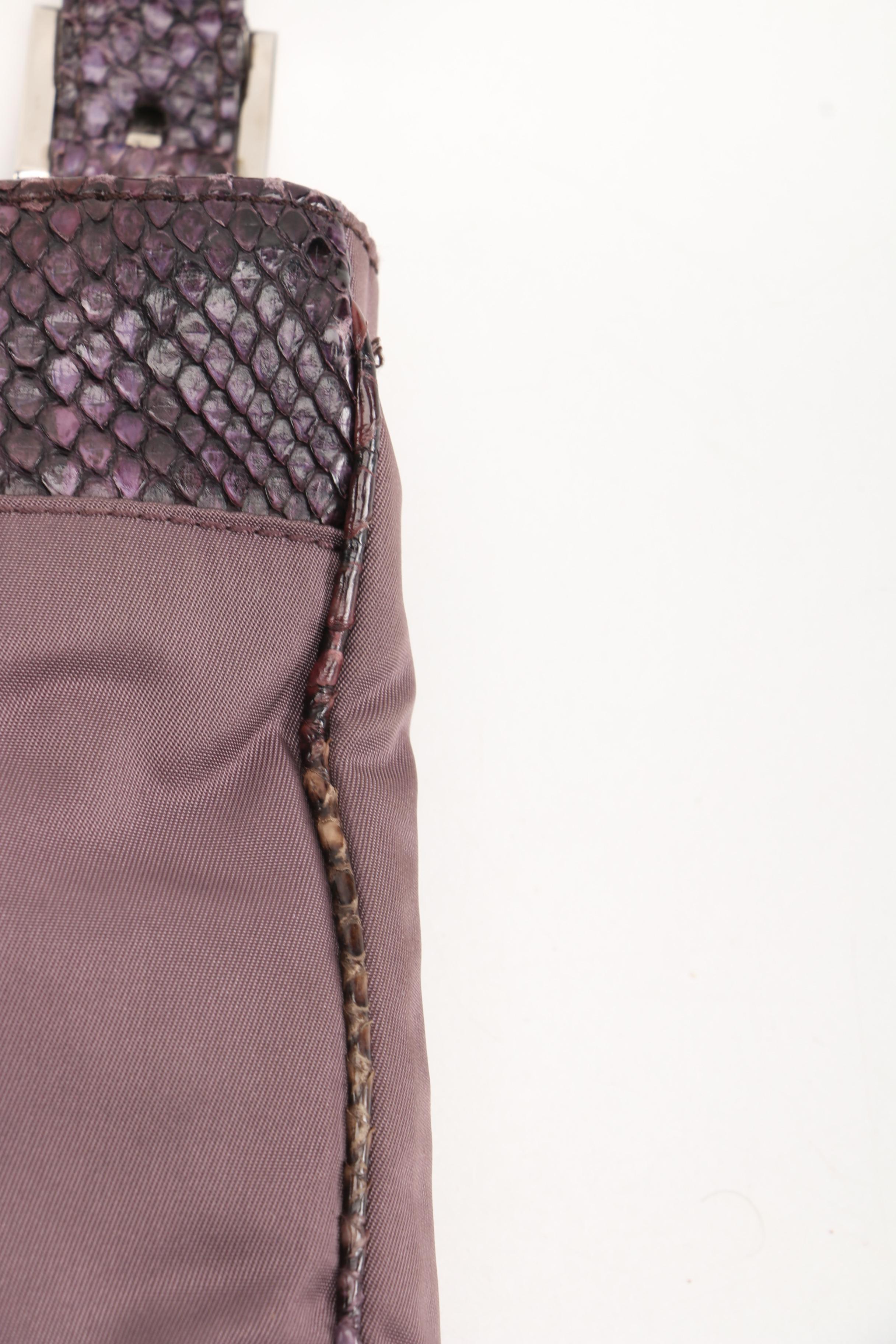 Prada Crossbody Bag in Mauve Tessuto Nylon with Dyed Snakeskin Trim, Vintage