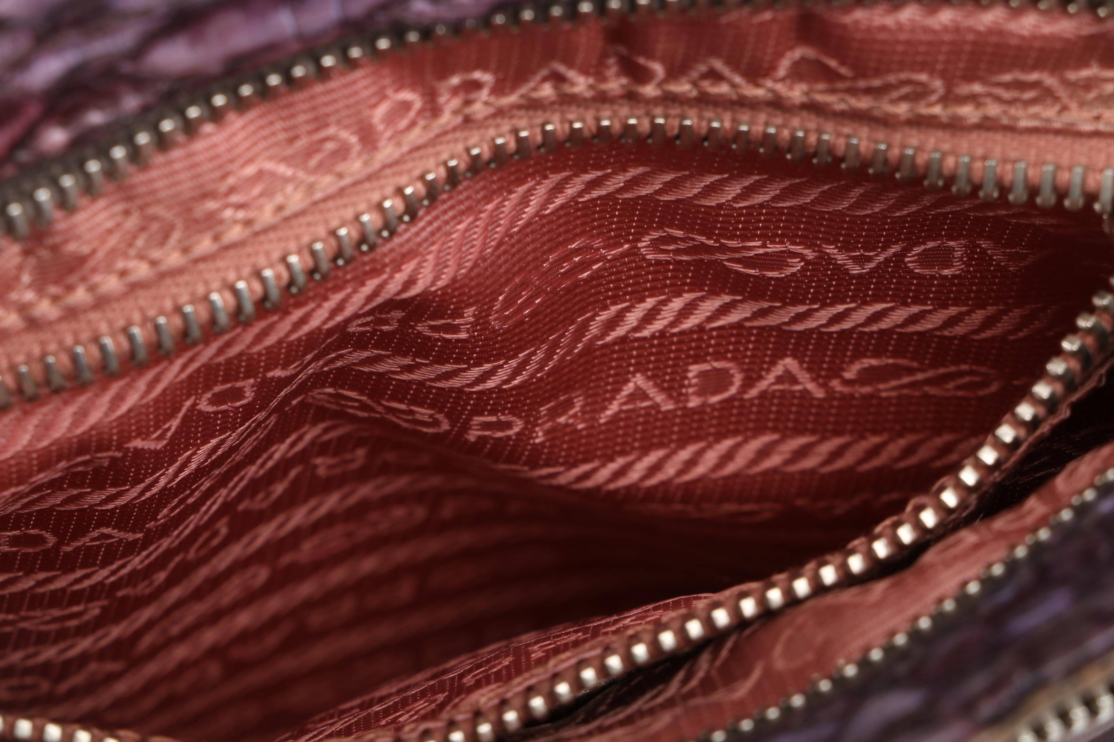 Prada Crossbody Bag in Mauve Tessuto Nylon with Dyed Snakeskin Trim, Vintage