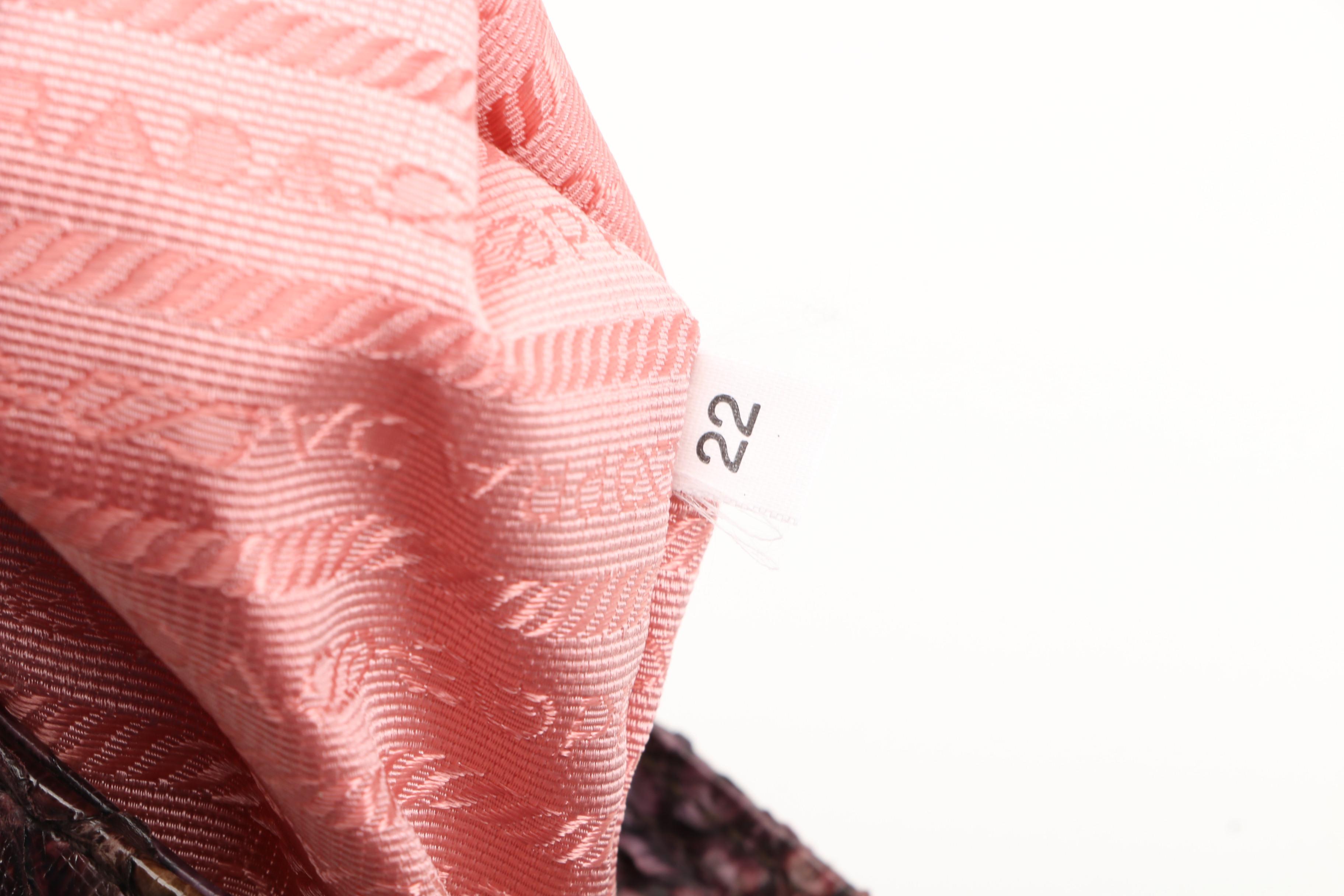 Prada Crossbody Bag in Mauve Tessuto Nylon with Dyed Snakeskin Trim, Vintage