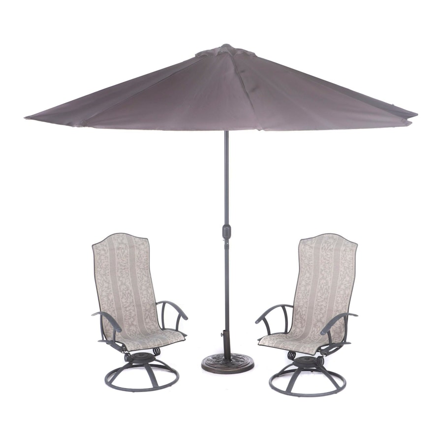 Metal Patio Armchairs and Outdoor Umbrella