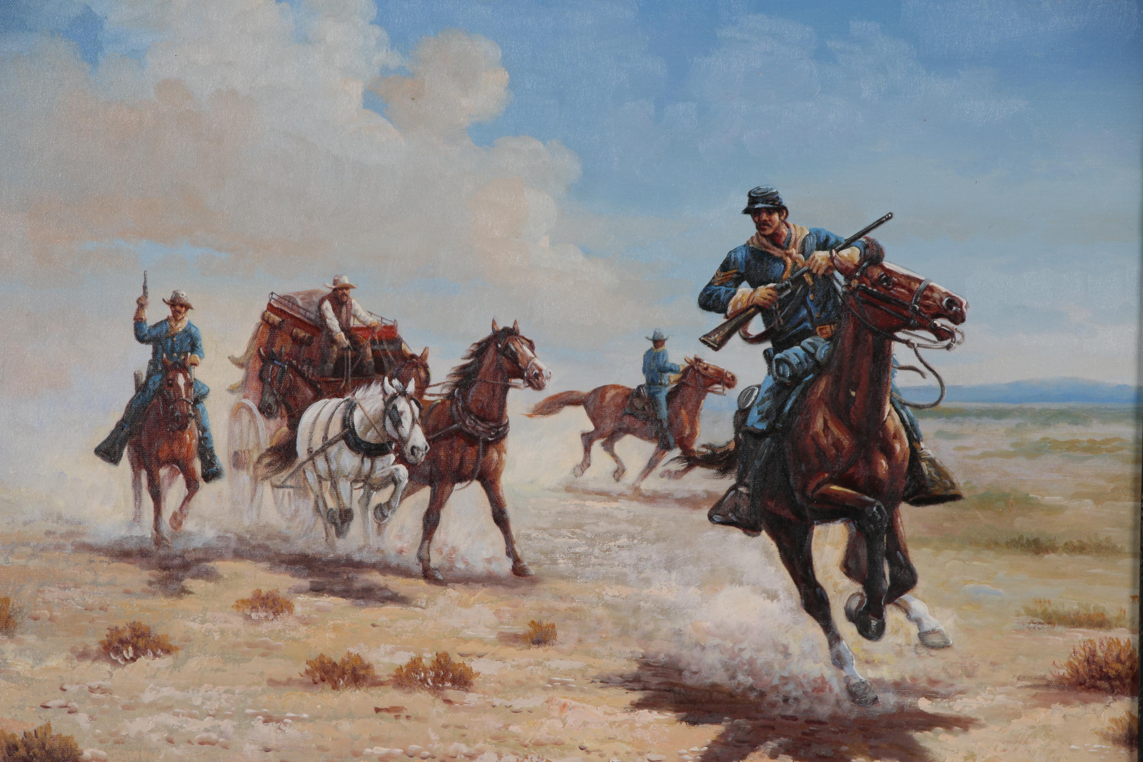 John Stanford Oil Painting of Stage Coach Scene