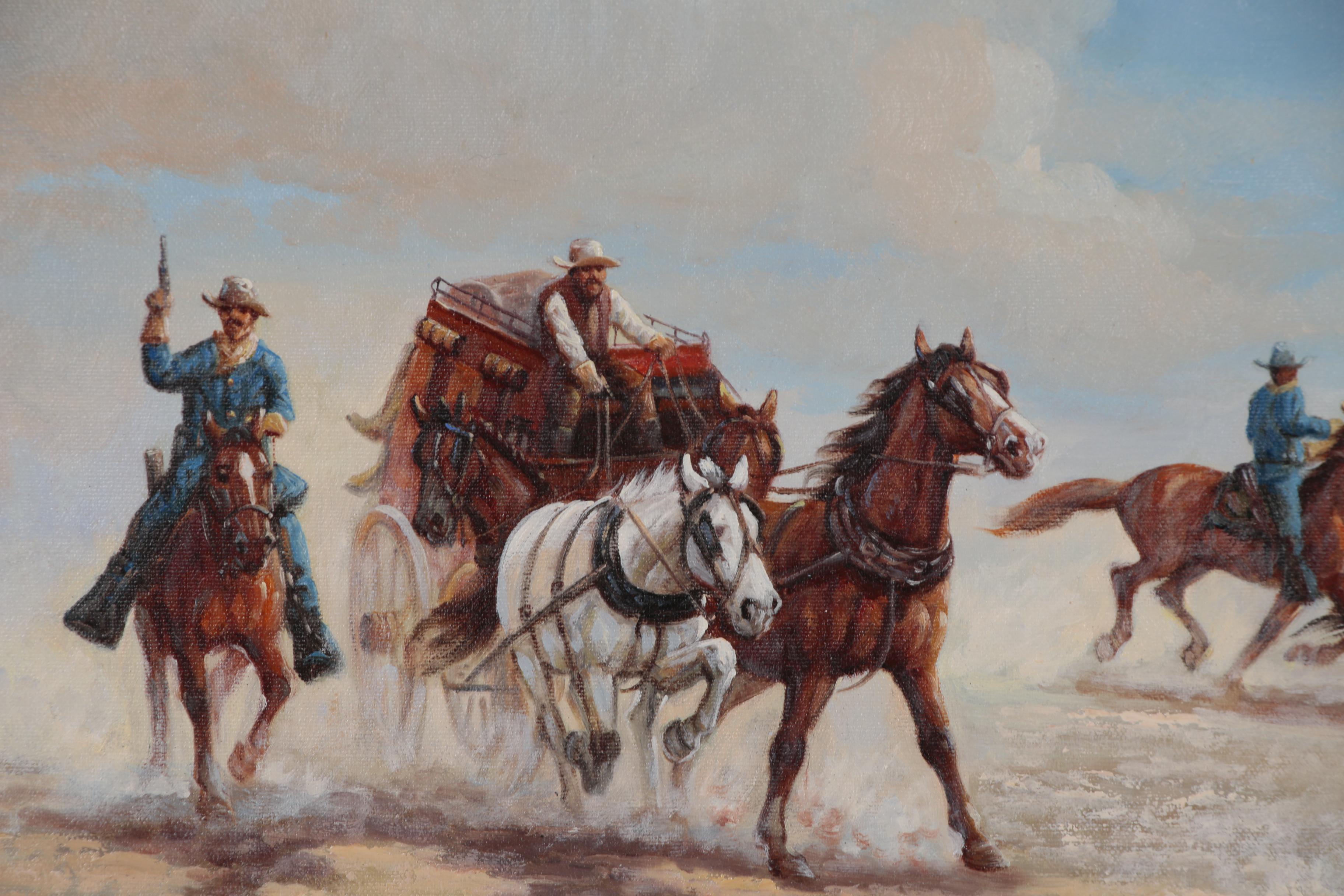 John Stanford Oil Painting of Stage Coach Scene