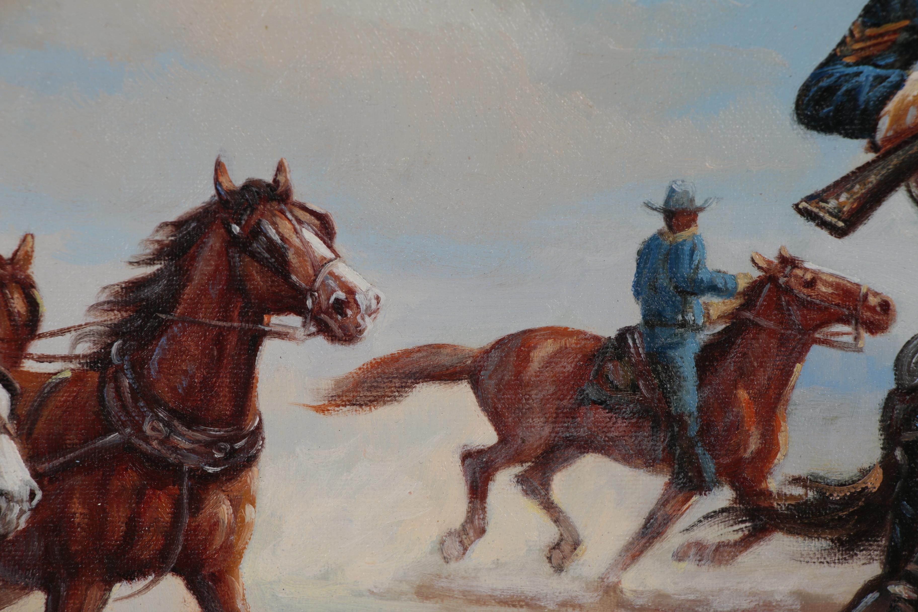 John Stanford Oil Painting of Stage Coach Scene