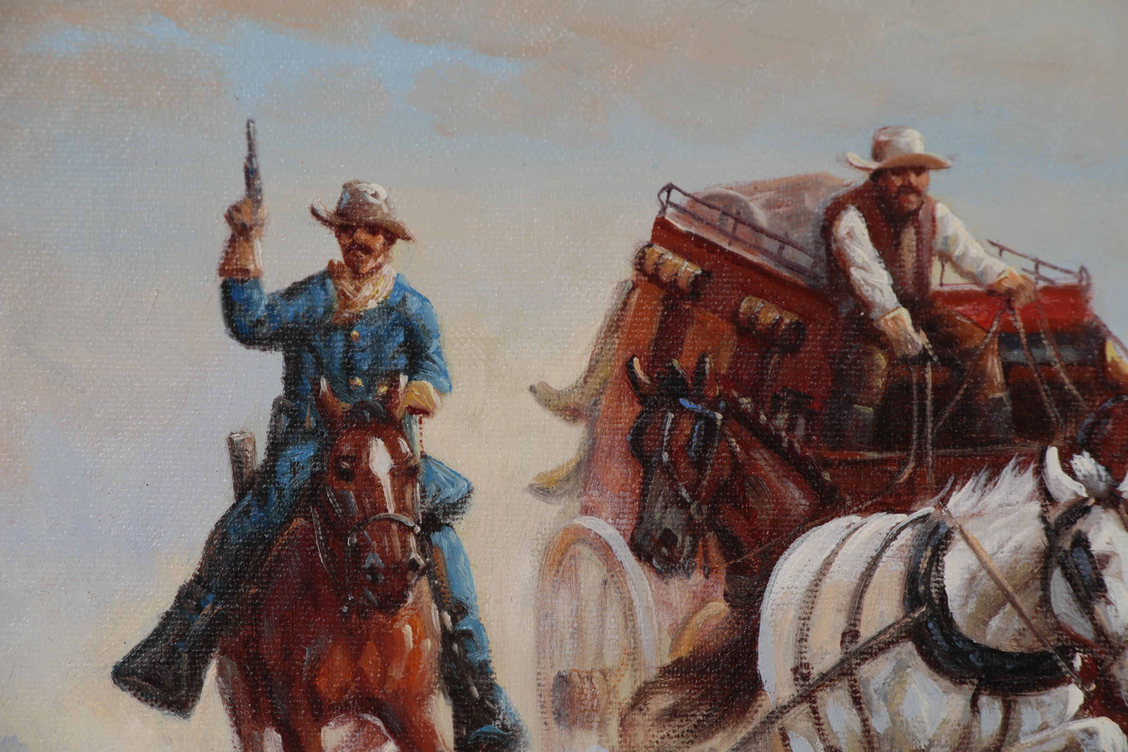 John Stanford Oil Painting of Stage Coach Scene