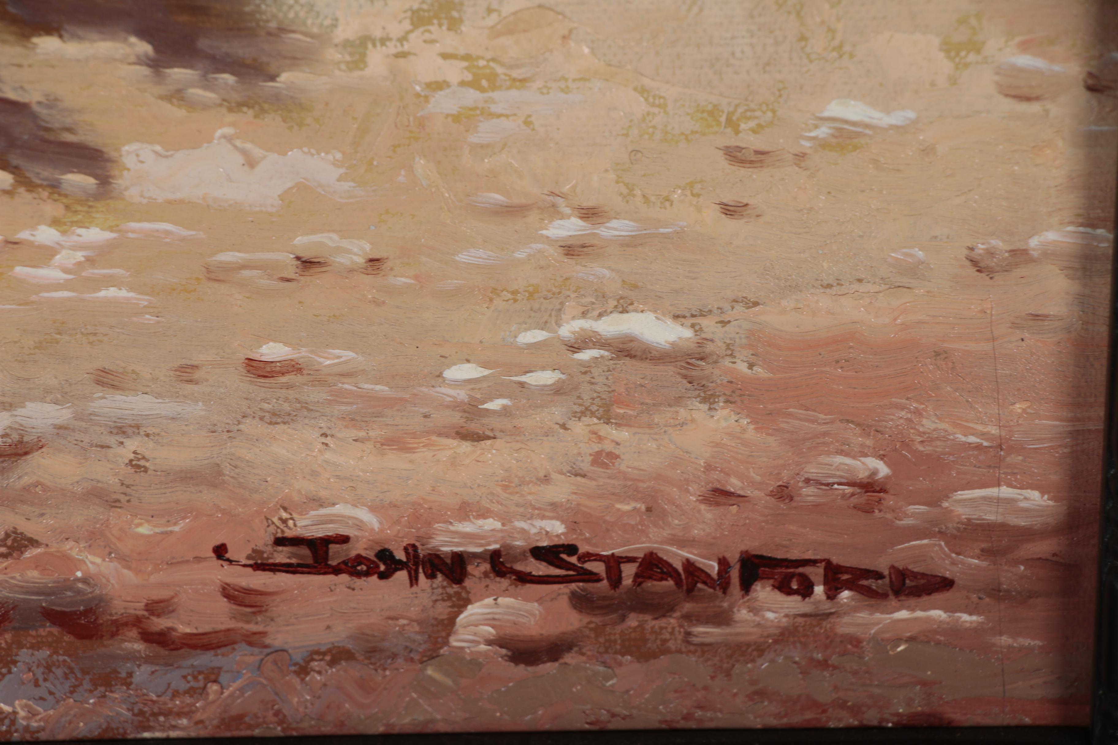 John Stanford Oil Painting of Stage Coach Scene