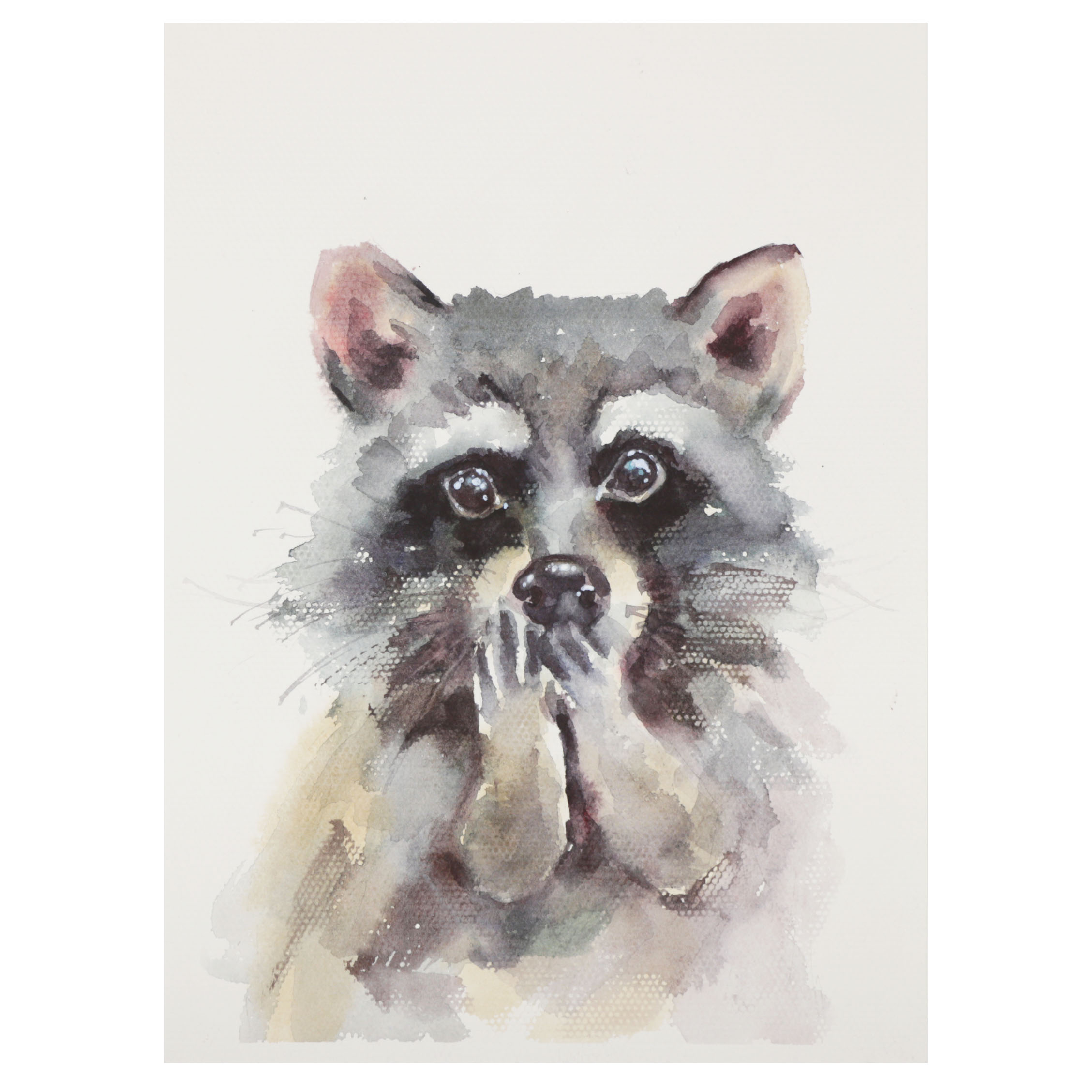 Watercolor Painting of a Racoon