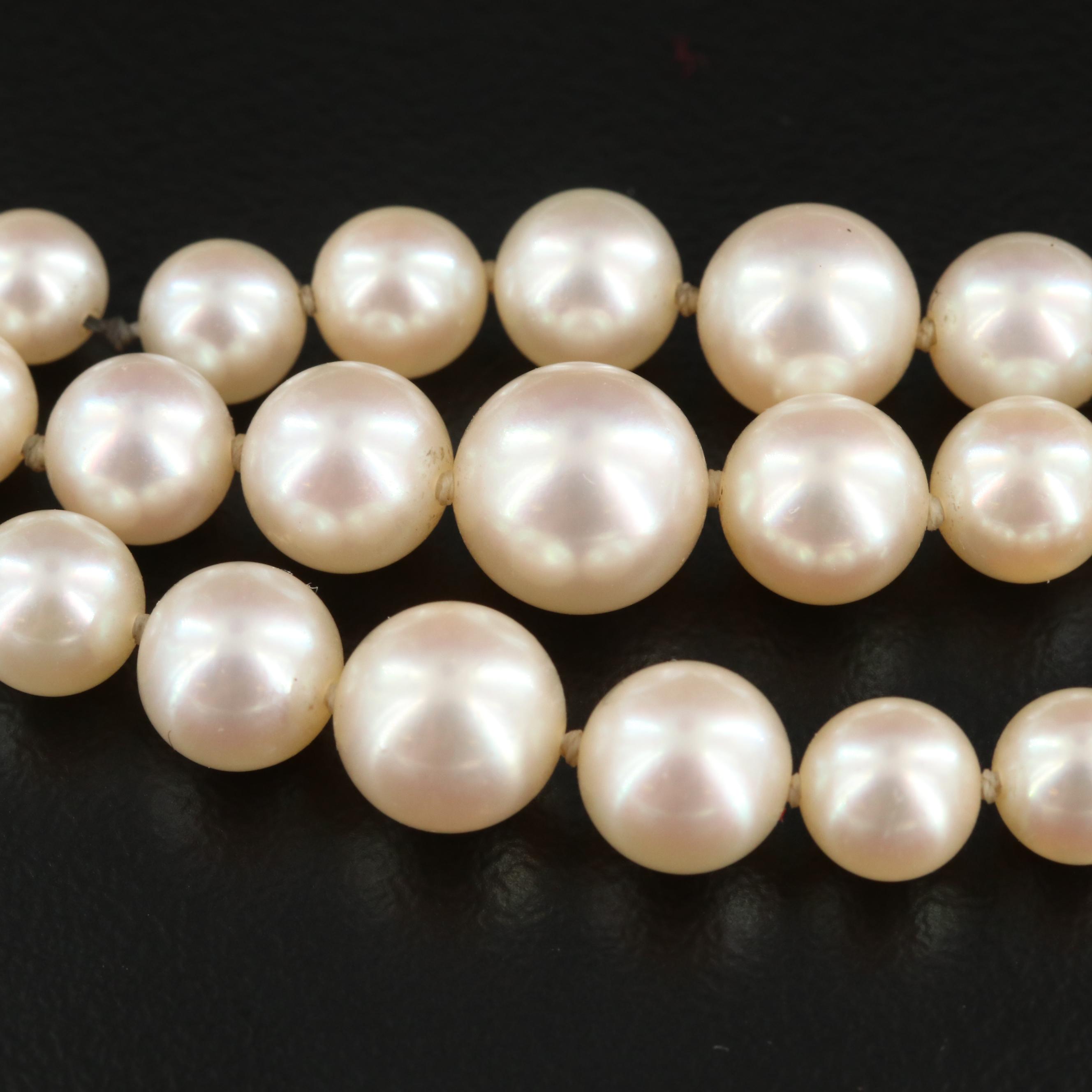 Vintage Graduated Cultured Pearl Triple Strand Bracelet With 14K Gold Clasp
