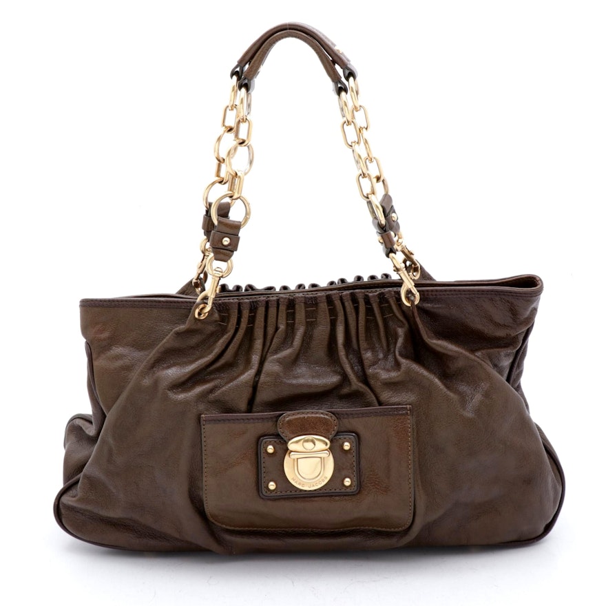 Marc Jacobs Brown Leather and Brass Chain Handle